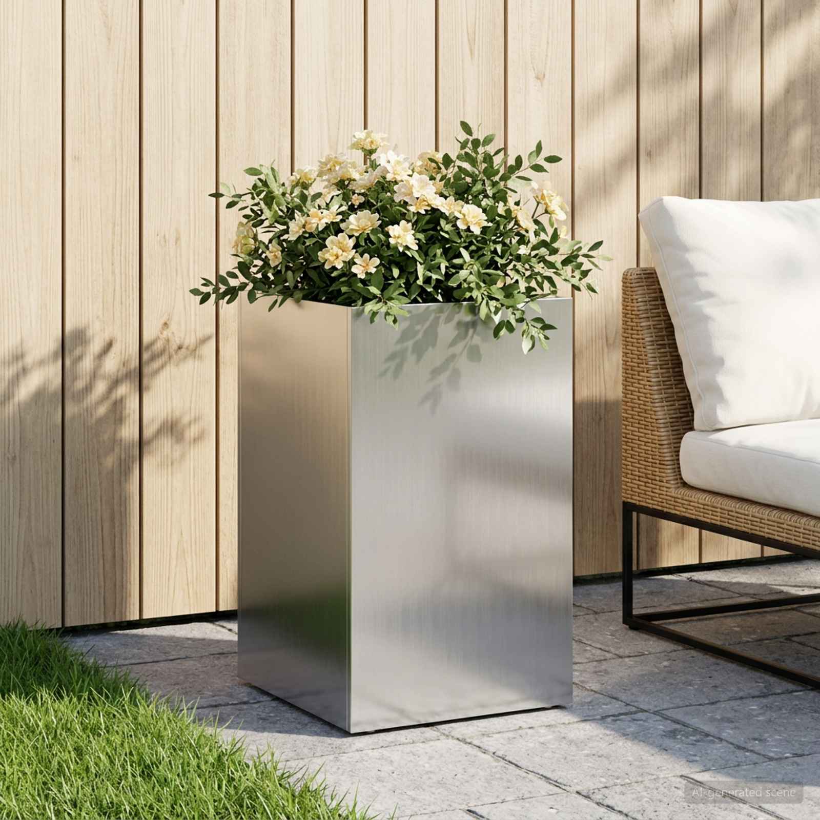 Plantenbak zilver 30 x 30 x 40 cm Gegalvaniseerd staal – afbeelding 1