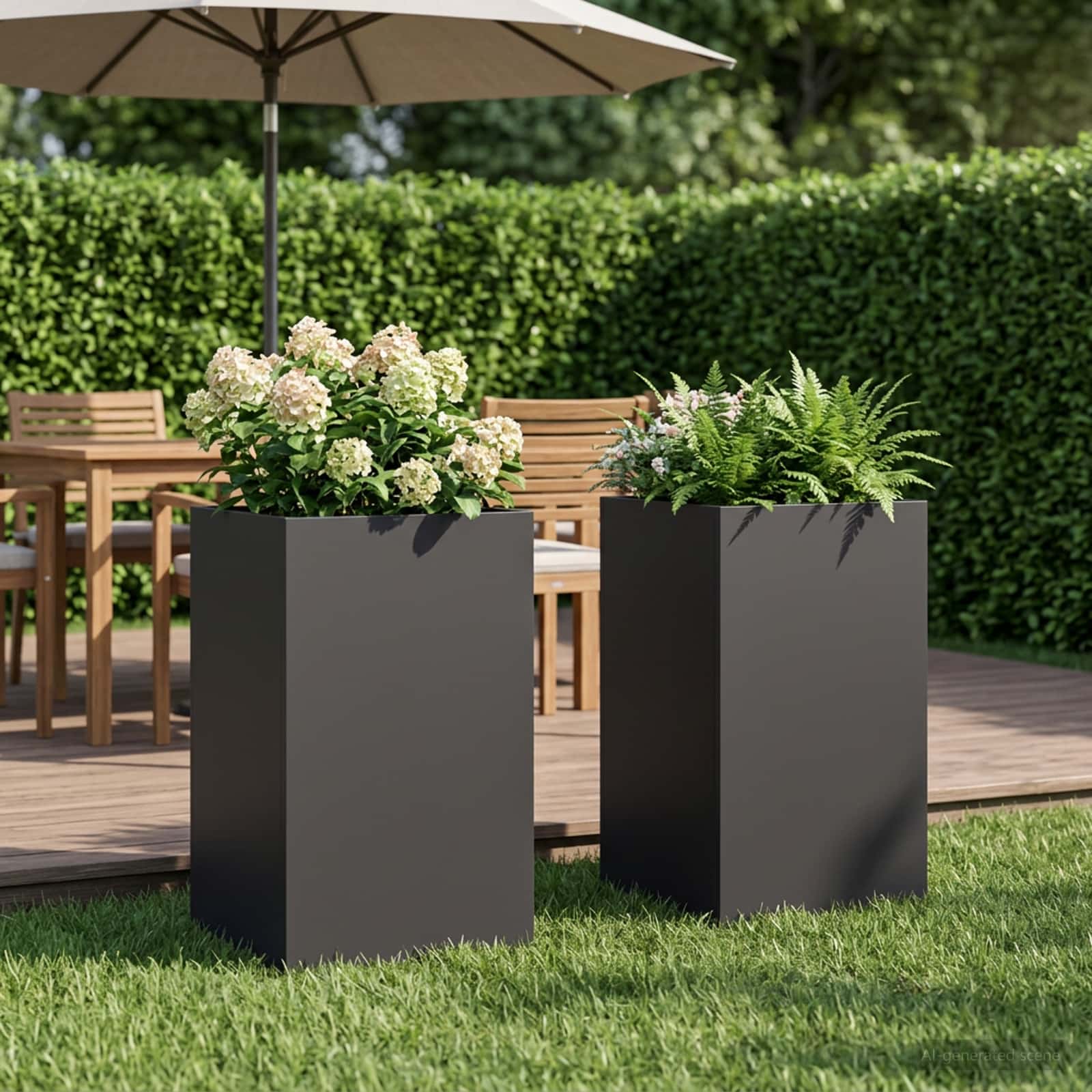 Plantenbak 2 st Zwart 40 x 40 x 50 cm Koudgewalst staal