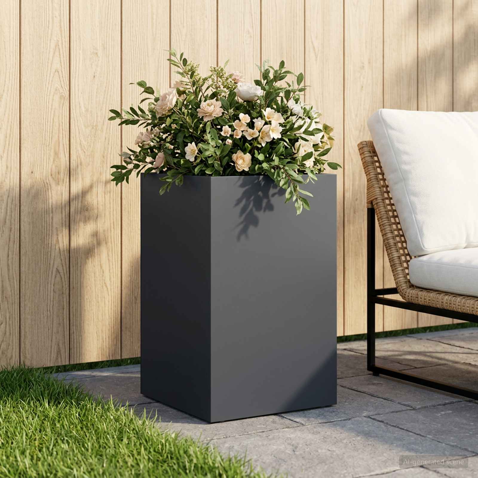 Plantenbak Antraciet 40 x 40 x 50 cm Koudgewalst staal – afbeelding 1