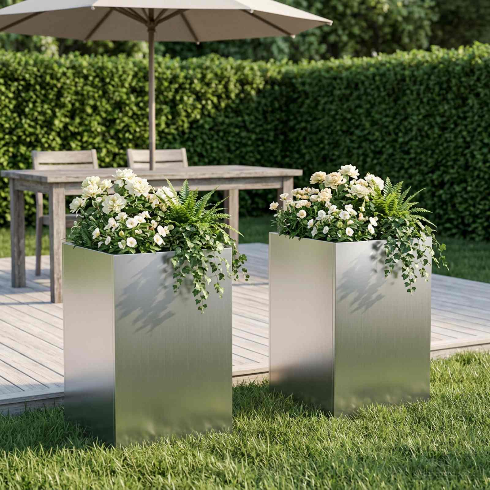 Plantenbak 2 st zilver 40 x 40 x 50 cm Gegalvaniseerd staal – afbeelding 1