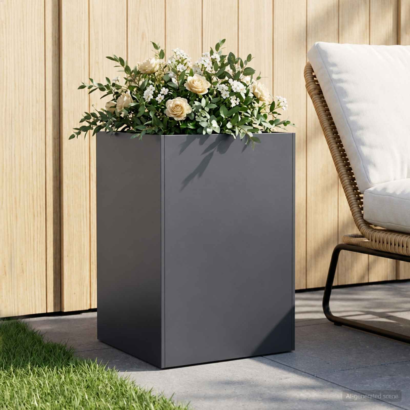 Plantenbak Antraciet 40 x 40 x 75 cm Koudgewalst staal