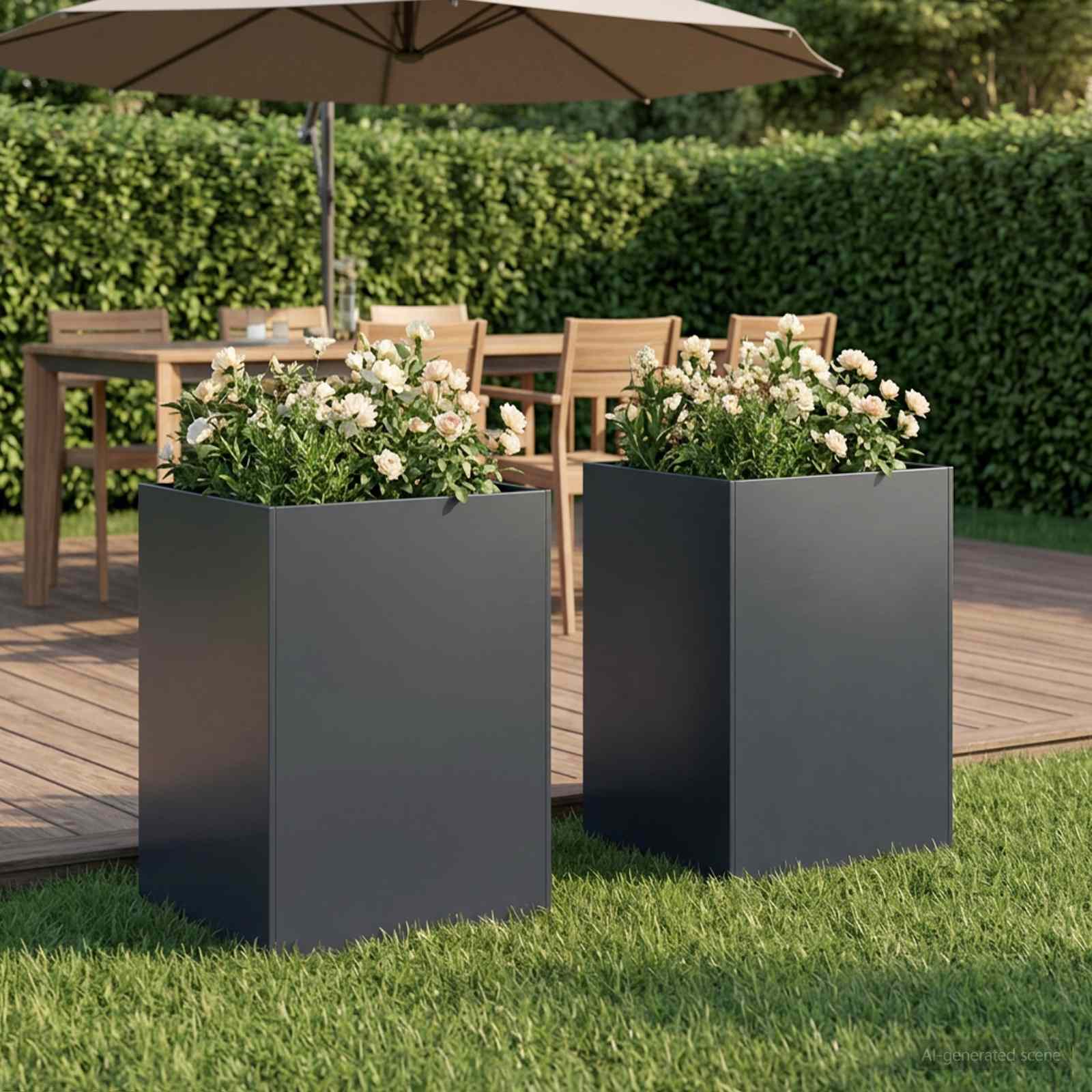 Plantenbak 2 st Antraciet 40 x 40 x 75 cm Koudgewalst staal – afbeelding 1