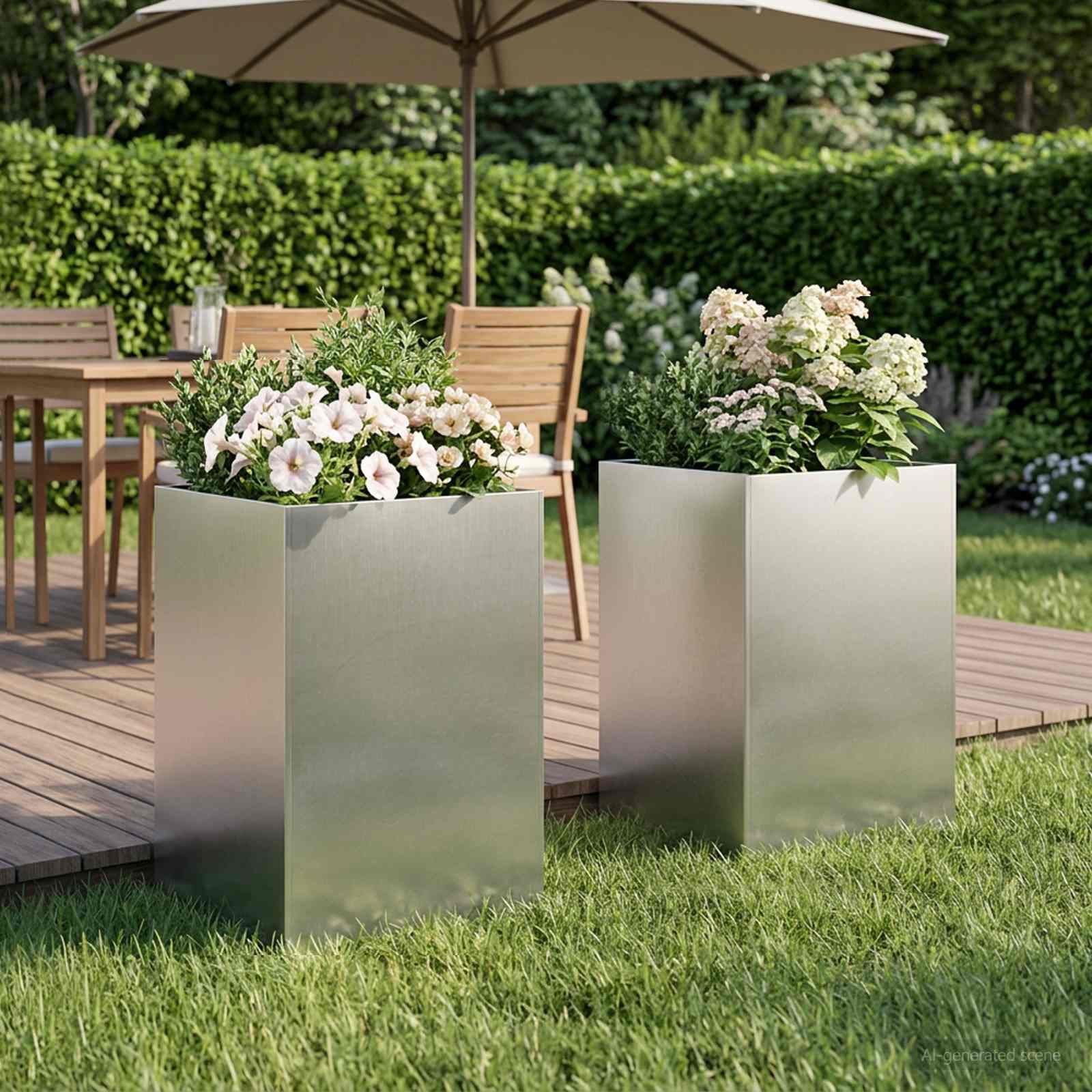 Plantenbak 2 st zilver 40 x 40 x 75 cm Roestvrij staal