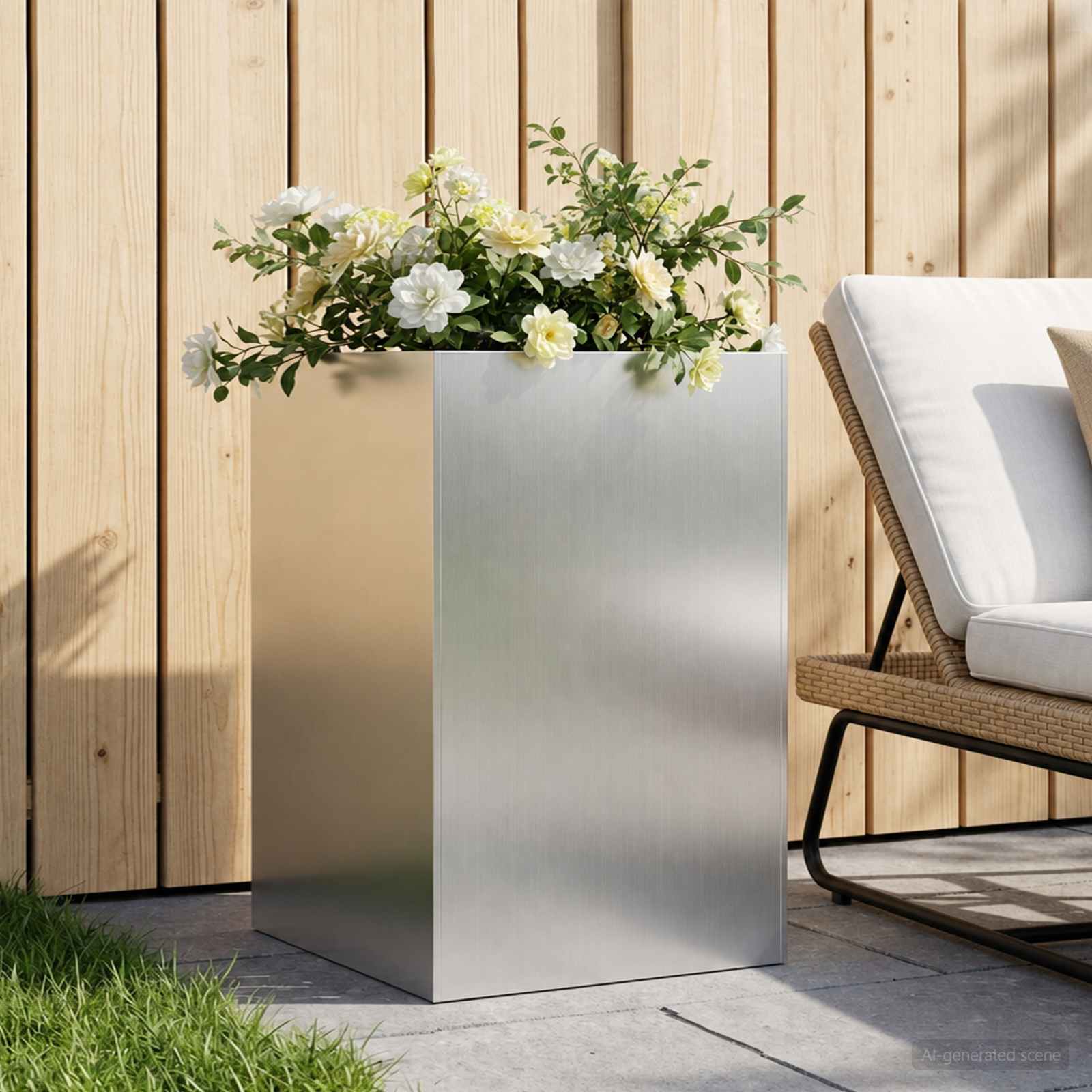 Plantenbak zilver 40 x 40 x 75 cm Gegalvaniseerd staal