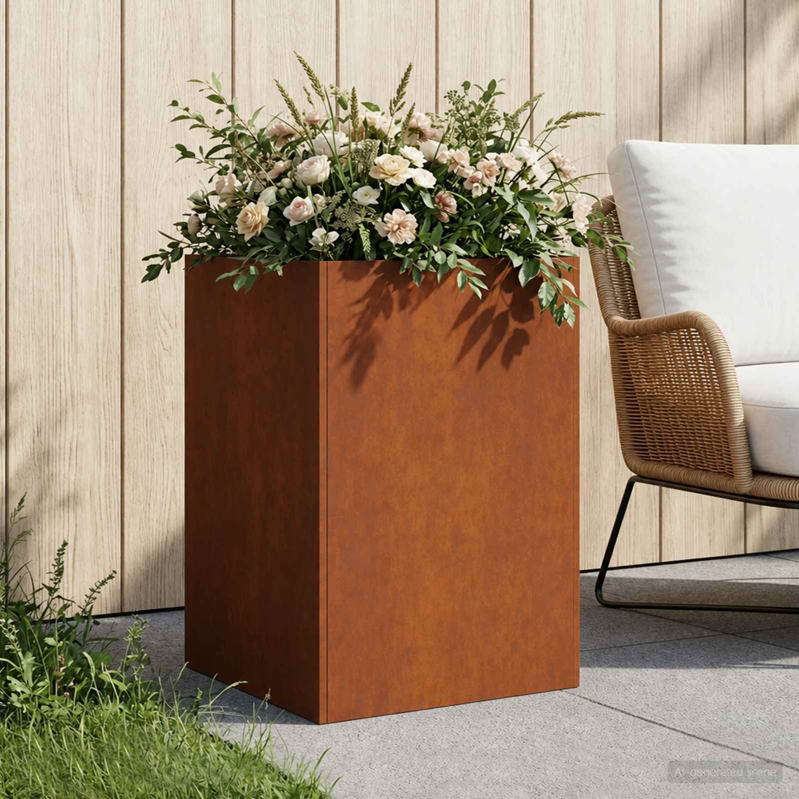 Plantenbak Roestkleurig 40 x 40 x 75 cm weervast staal