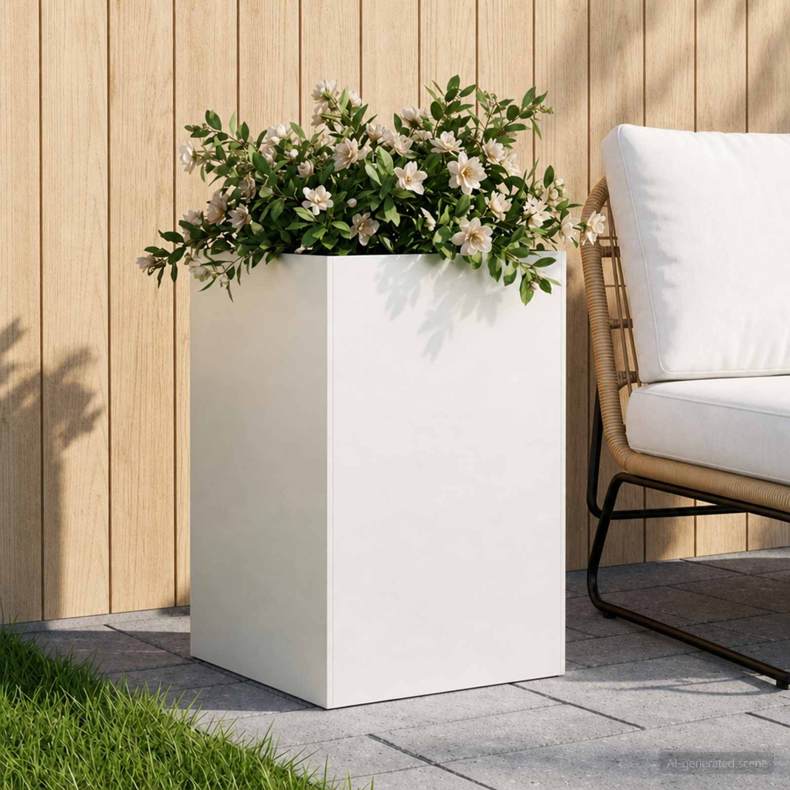 Plantenbak Wit 50 x 50 x 75 cm Koudgewalst staal – afbeelding 1