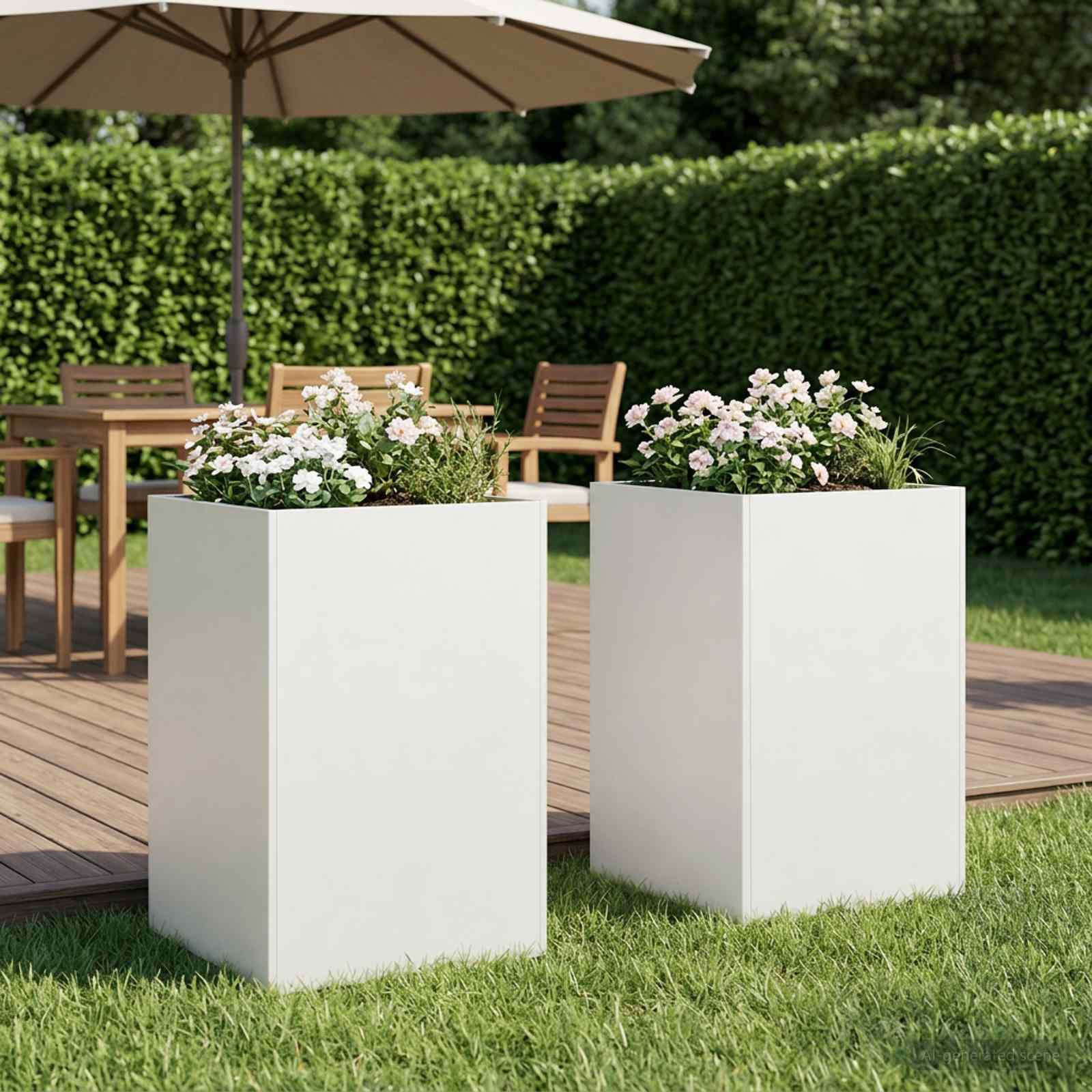 Plantenbak 2 st Wit 50 x 50 x 75 cm Koudgewalst staal