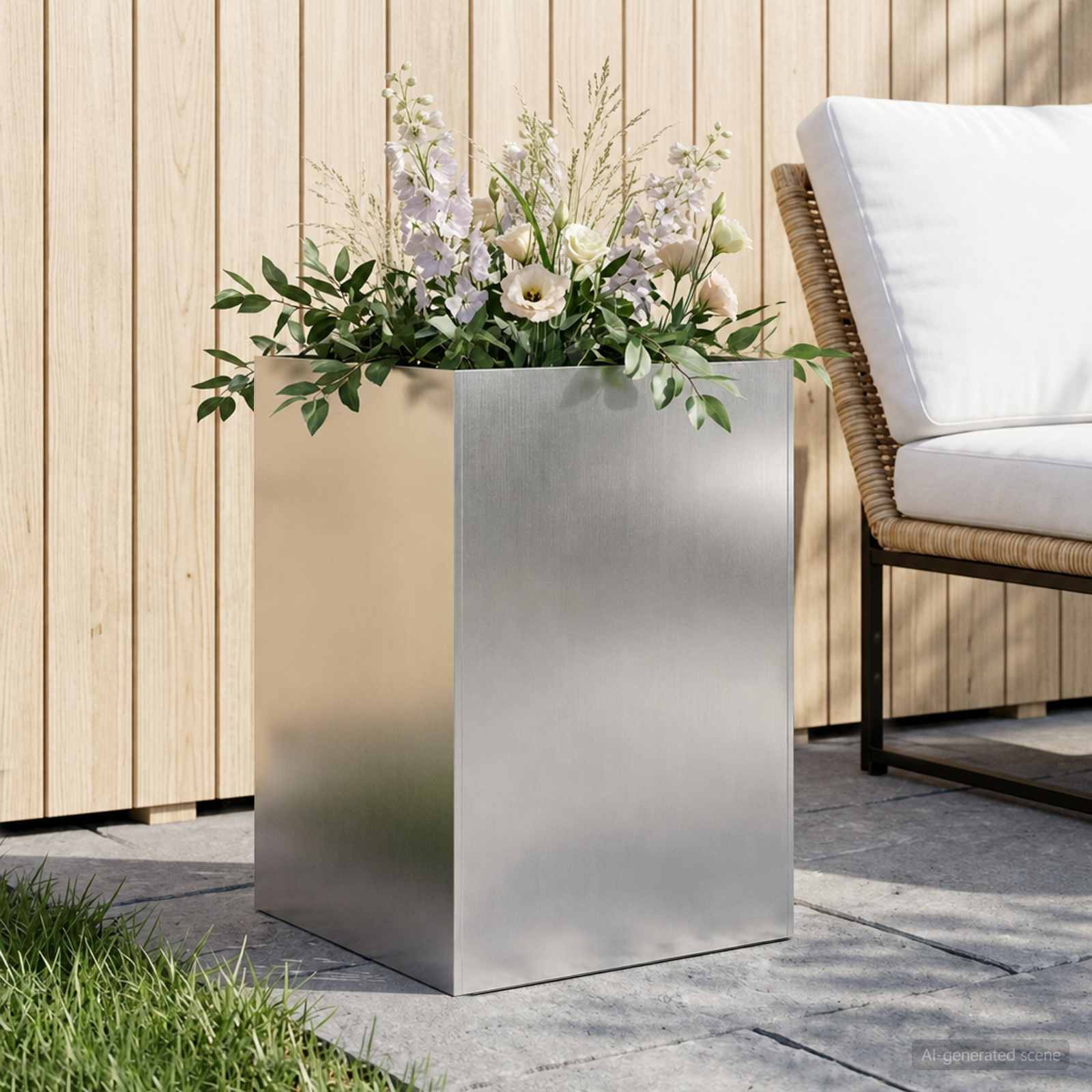 Plantenbak zilver 50 x 50 x 75 cm Roestvrij staal – afbeelding 1