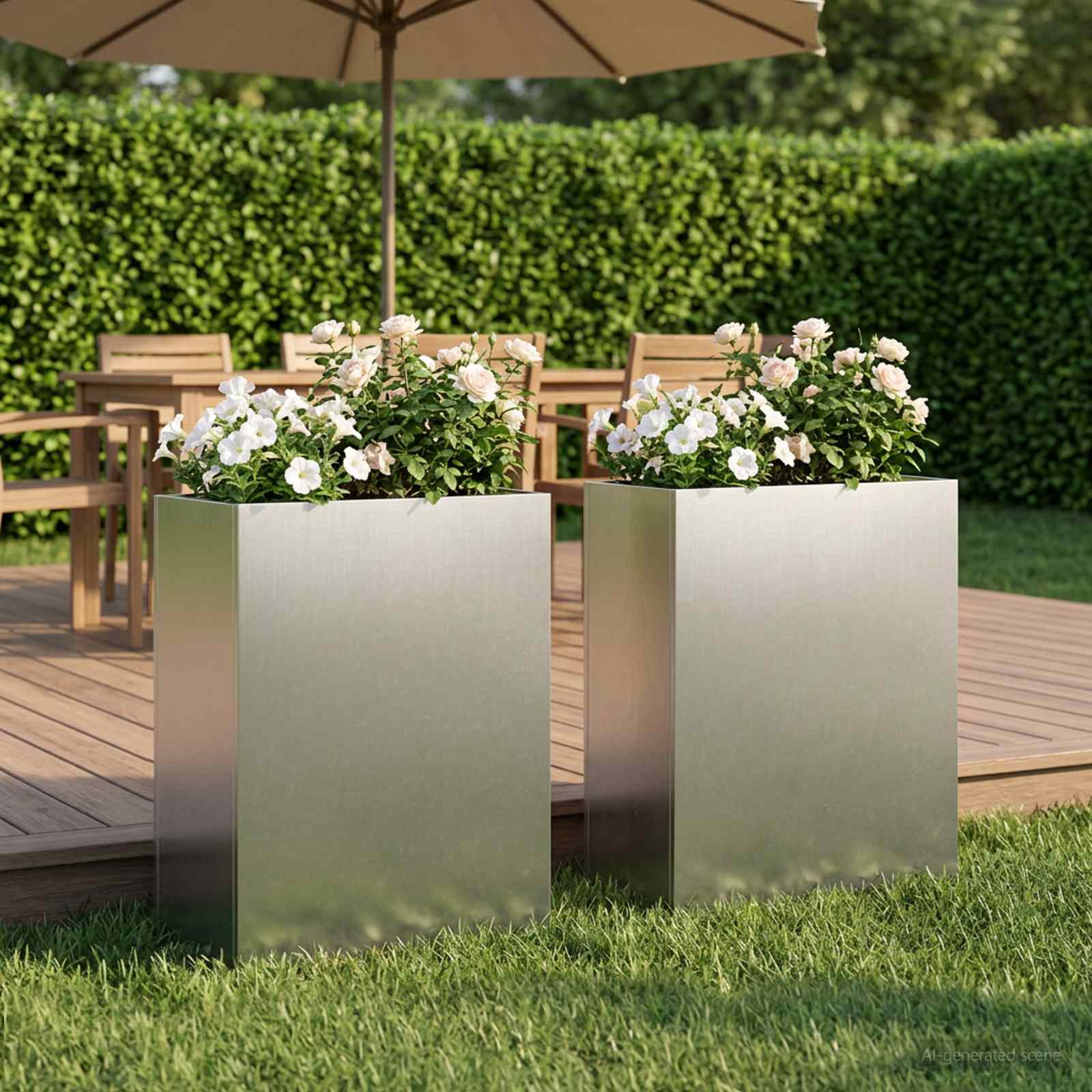 Plantenbak 2 st zilver 40 x 20 x 40 cm Roestvrij staal – afbeelding 1