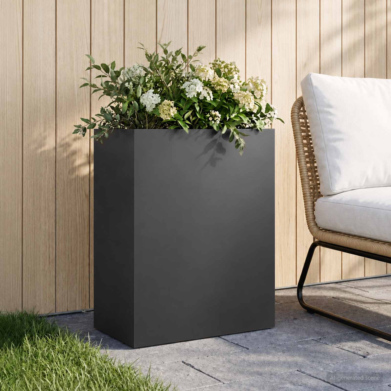 Plantenbak Zwart 40 x 20 x 50 cm Koudgewalst staal – afbeelding 1