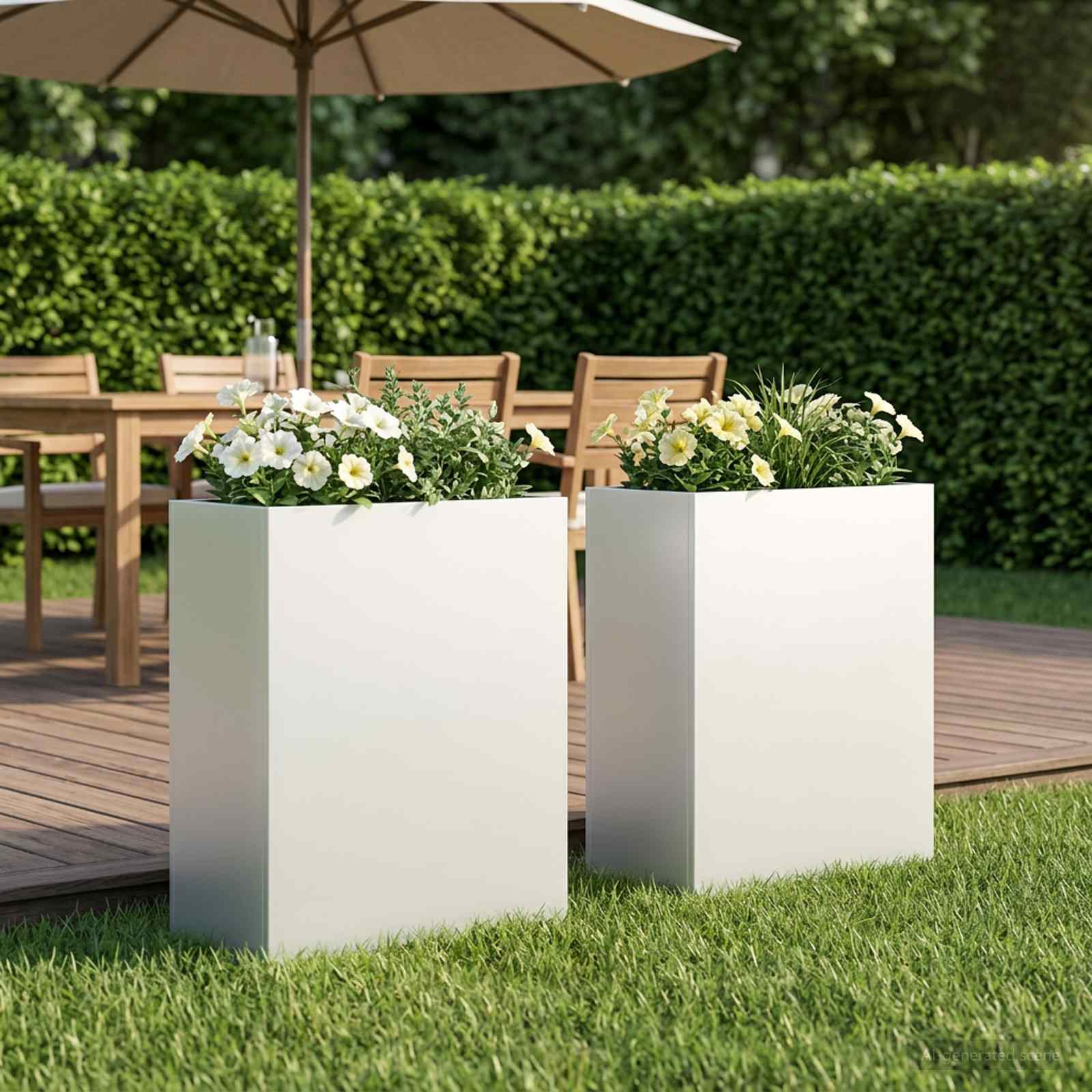 Plantenbak 2 st Wit 40 x 20 x 50 cm Koudgewalst staal – afbeelding 1