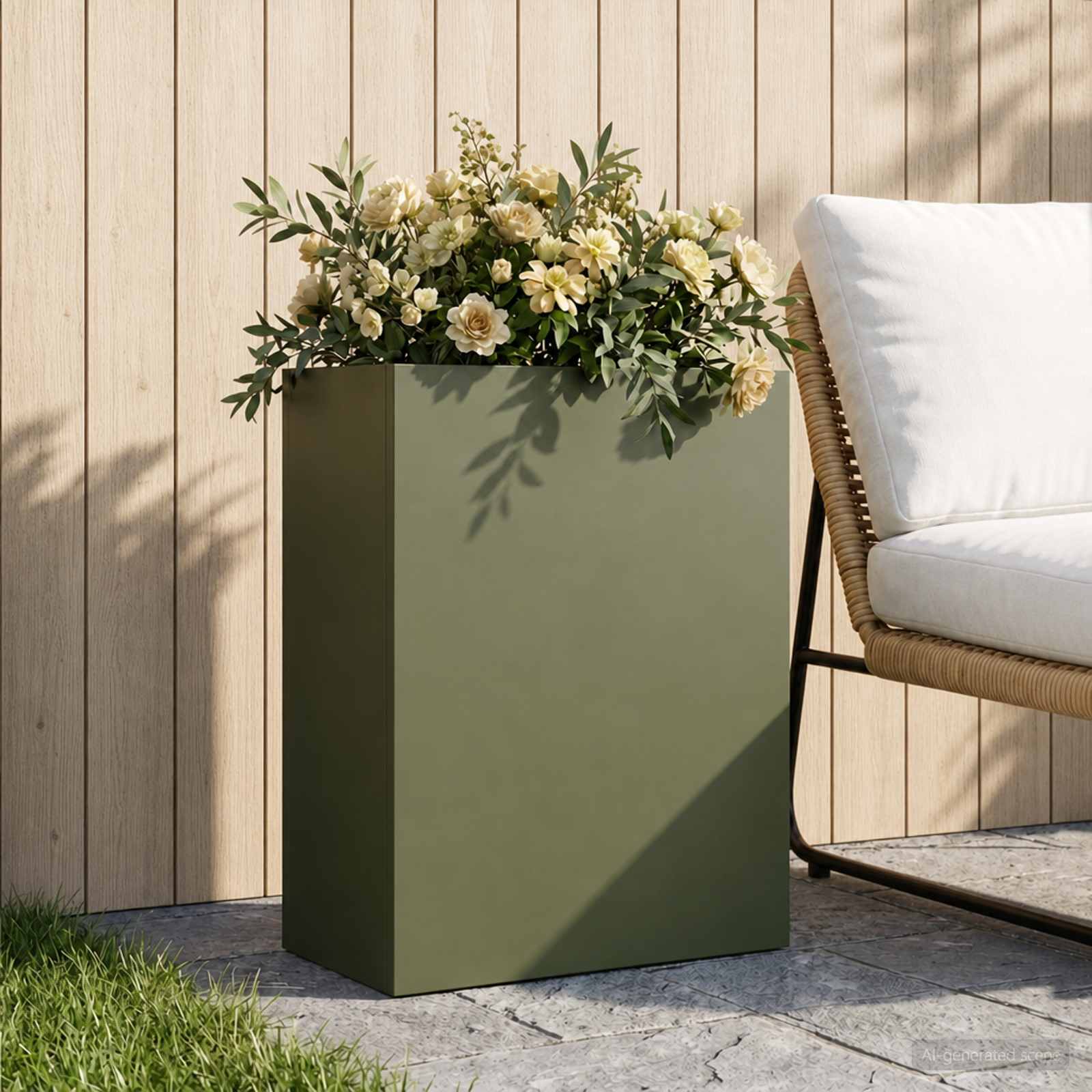 Plantenbak Olijfgroen 40 x 20 x 50 cm Koudgewalst staal
