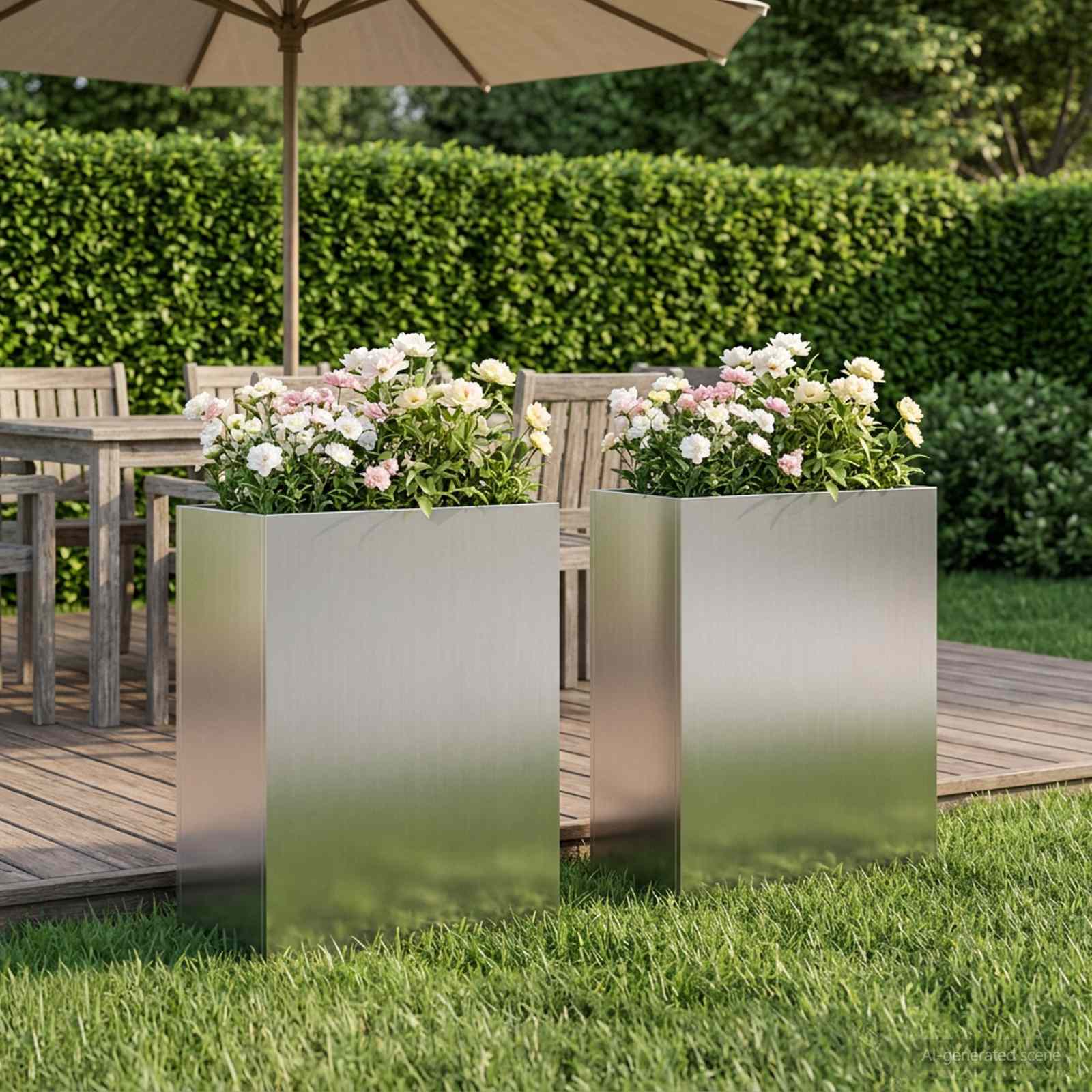 Plantenbak 2 st zilver 40 x 20 x 50 cm Gegalvaniseerd staal – afbeelding 1