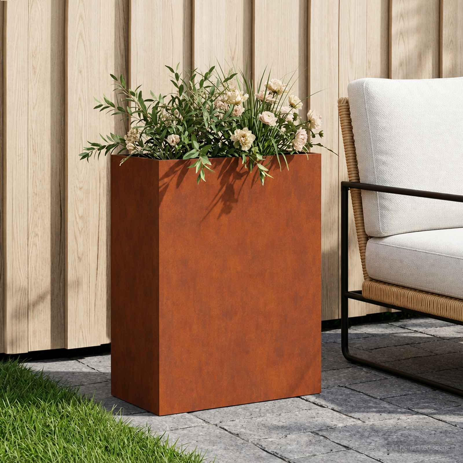 Plantenbak Roestkleurig 40 x 20 x 50 cm weervast staal