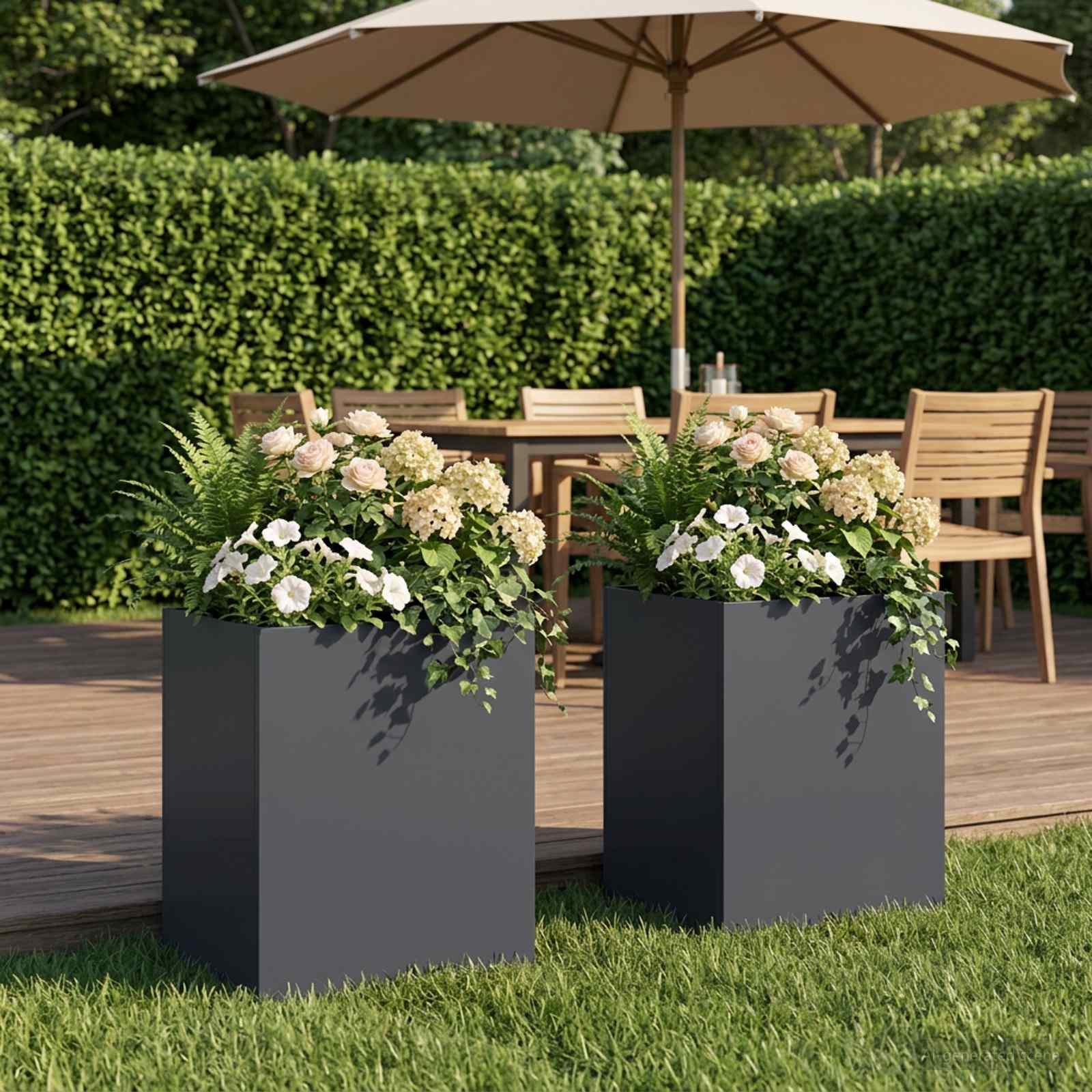 Plantenbak 2 st Antraciet 40 x 30 x 40 cm Koudgewalst staal