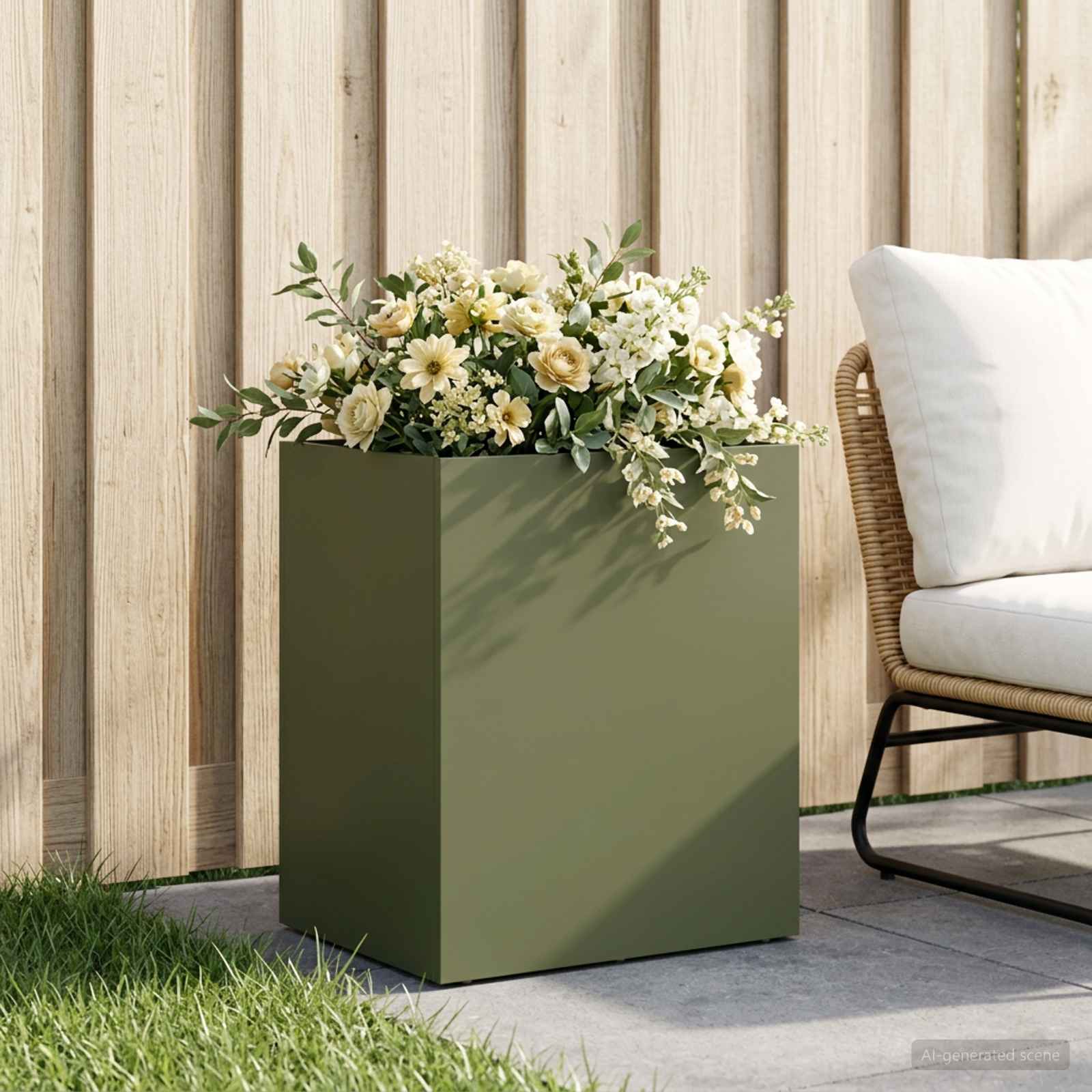 Plantenbak Olijfgroen 40 x 30 x 40 cm Koudgewalst staal – afbeelding 1