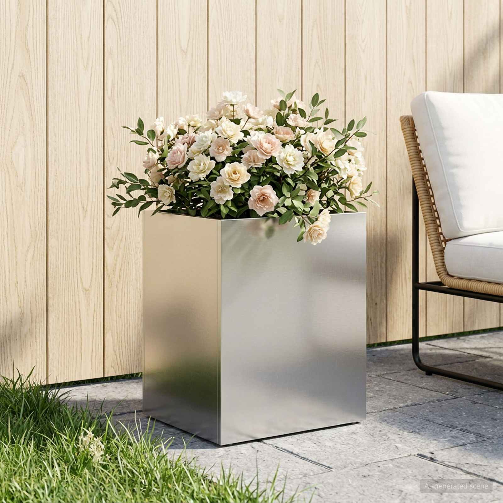 Plantenbak zilver 40 x 30 x 40 cm Roestvrij staal – afbeelding 1