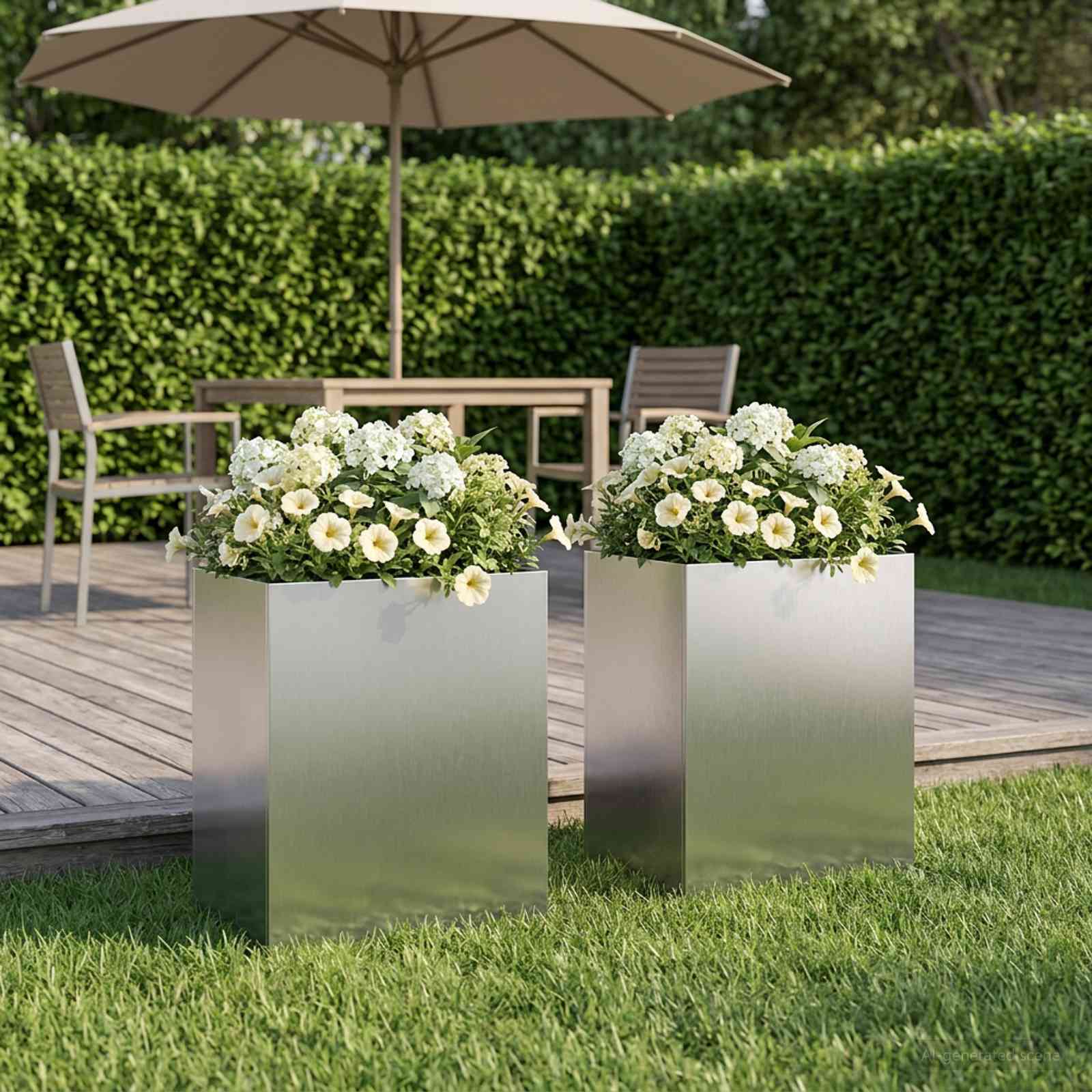 Plantenbak 2 st zilver 40 x 30 x 50 cm Roestvrij staal – afbeelding 1
