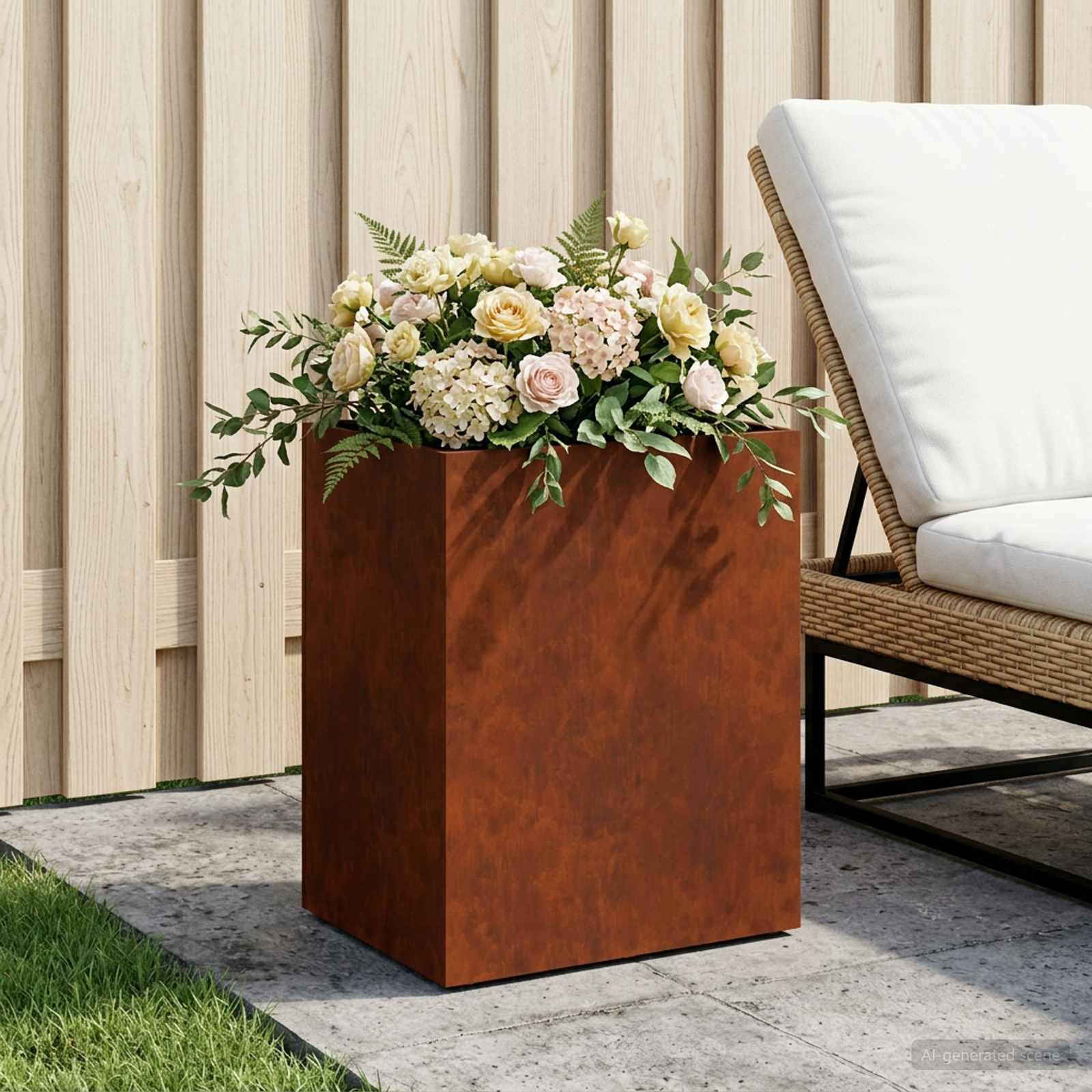 Plantenbak Roestkleurig 40 x 30 x 50 cm weervast staal – afbeelding 1