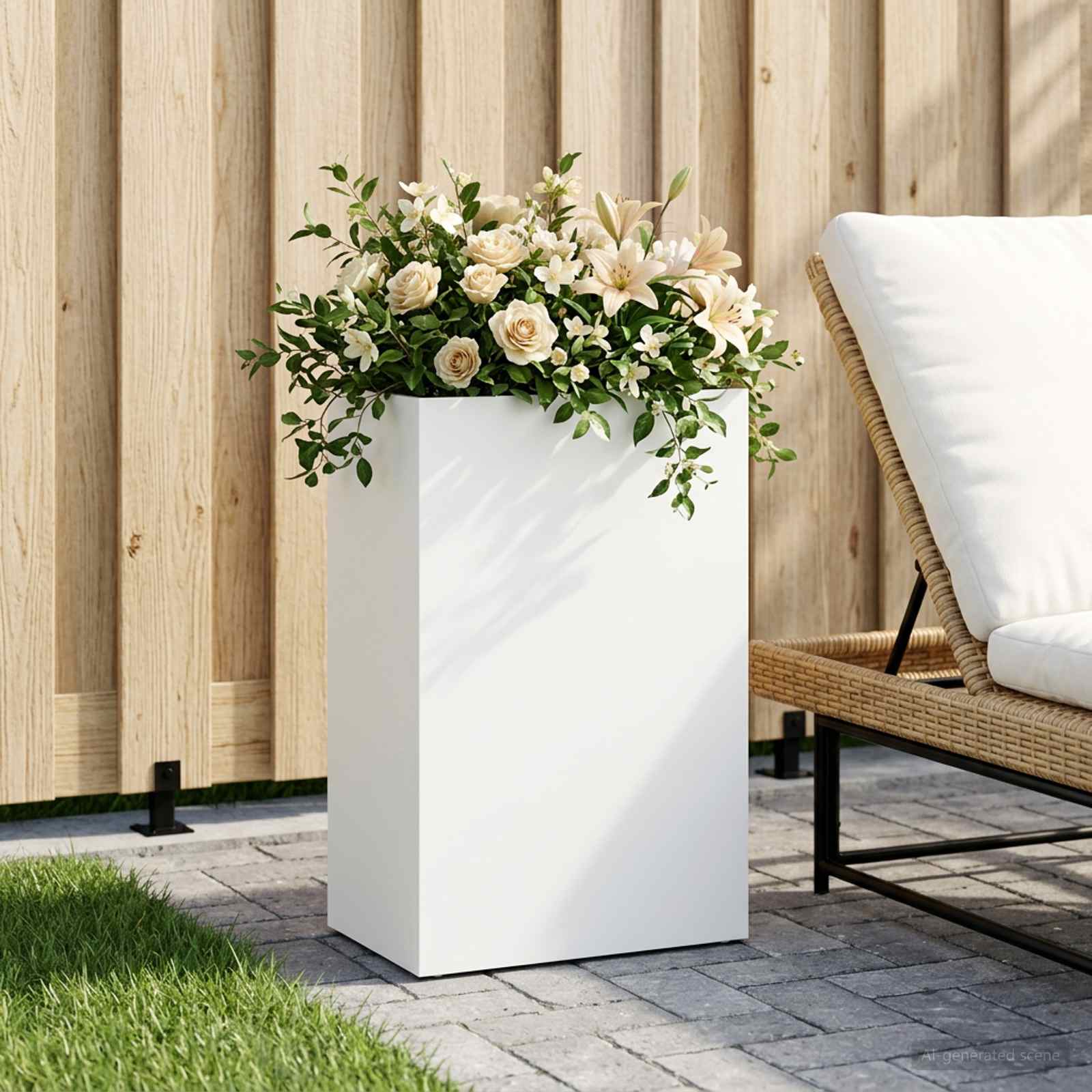 Plantenbak Wit 50 x 30 x 75 cm Koudgewalst staal – afbeelding 1