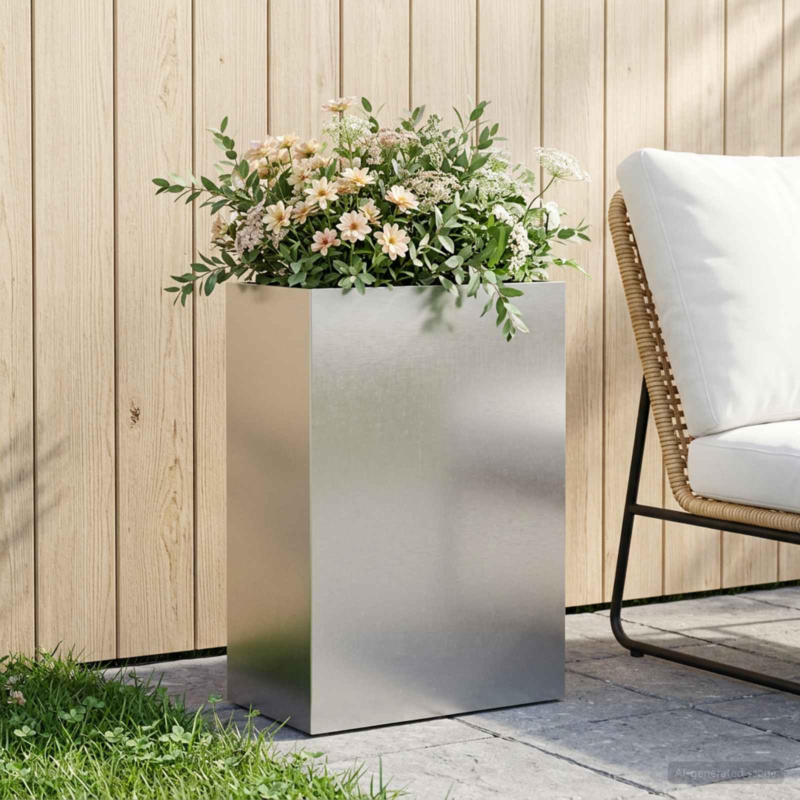 Plantenbak zilver 50 x 30 x 75 cm Roestvrij staal – afbeelding 1