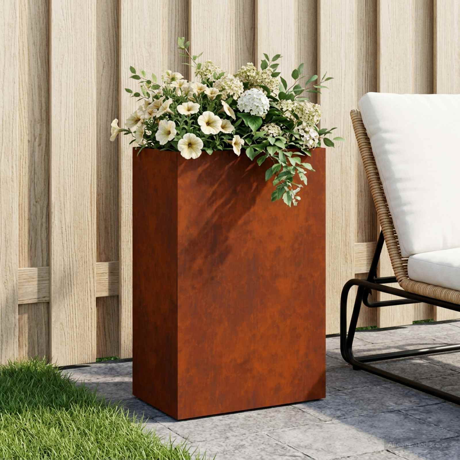 Plantenbak Roestkleurig 50 x 30 x 75 cm weervast staal – afbeelding 1
