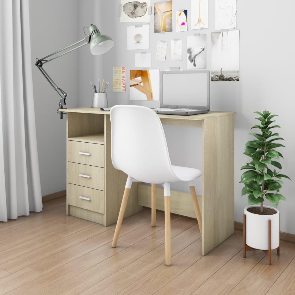 Bureau met lades 110x50x76 cm spaanplaat sonoma eikenkleurig
