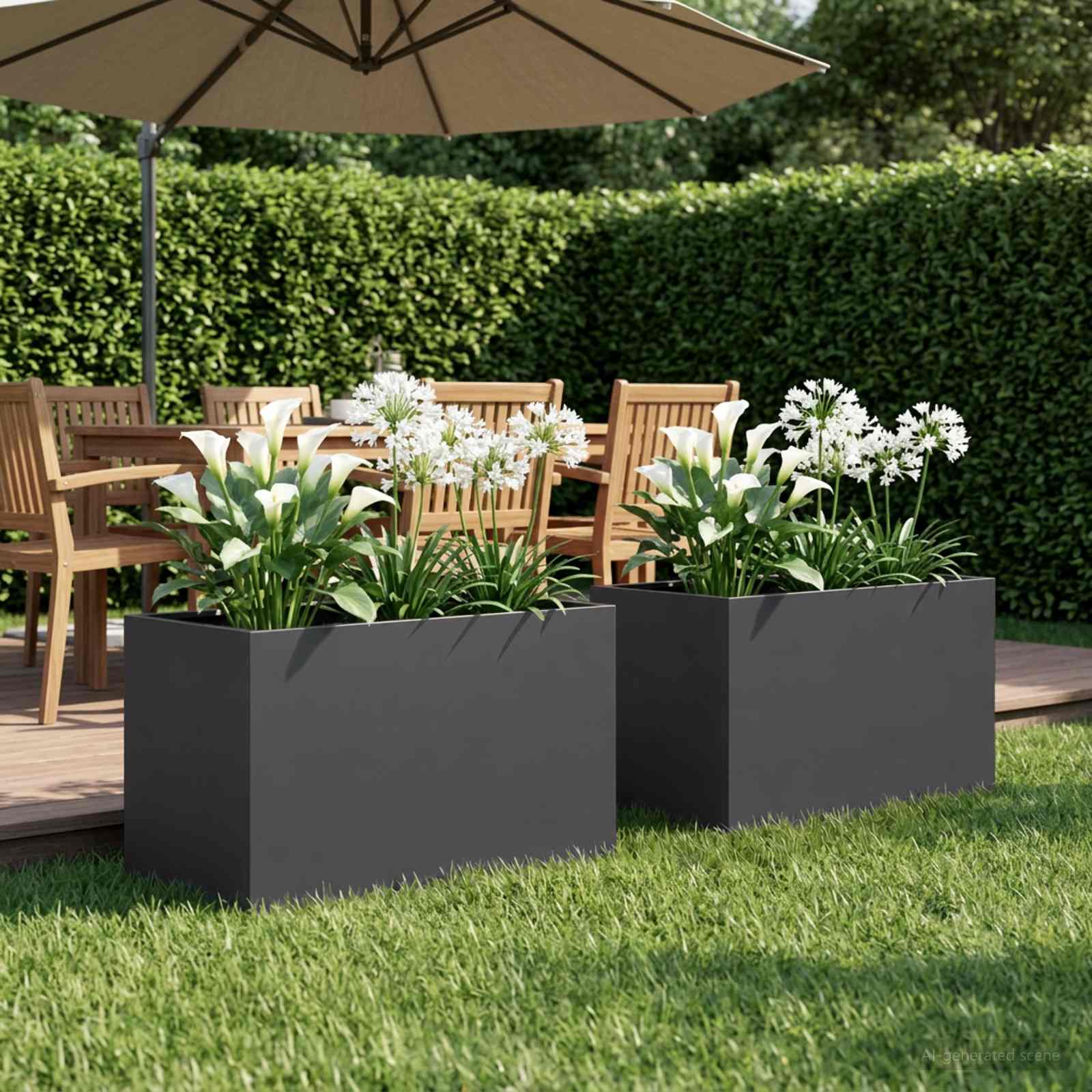 Plantenbak 2 st Zwart 50 x 40 x 40 cm Koudgewalst staal