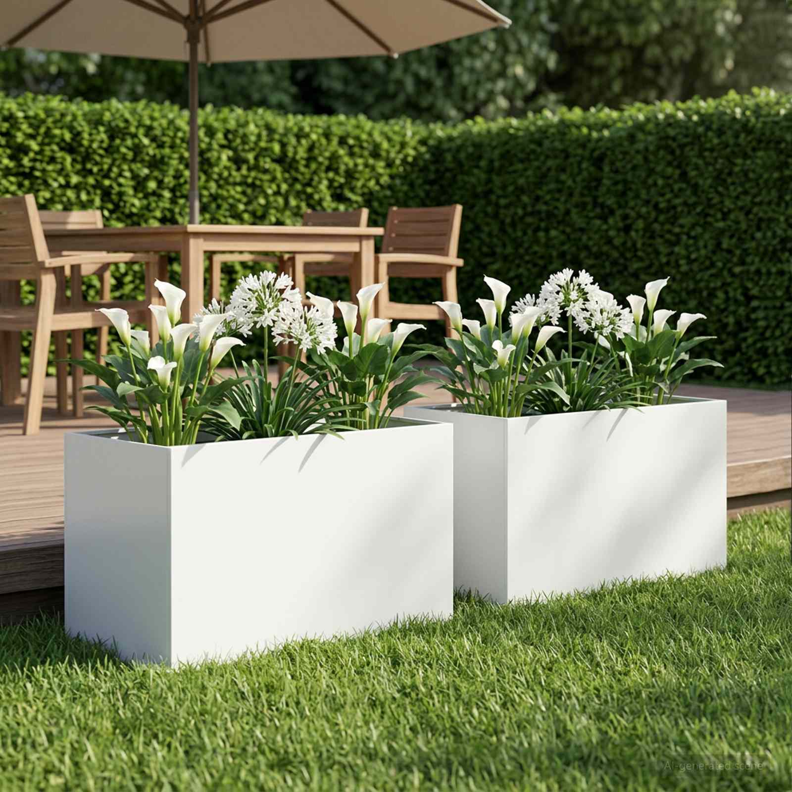 Plantenbak 2 st Wit 50 x 40 x 40 cm Koudgewalst staal