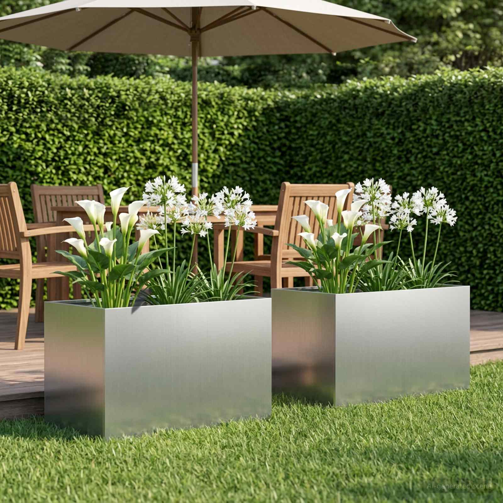 Plantenbak 2 st zilver 50 x 40 x 40 cm Gegalvaniseerd staal