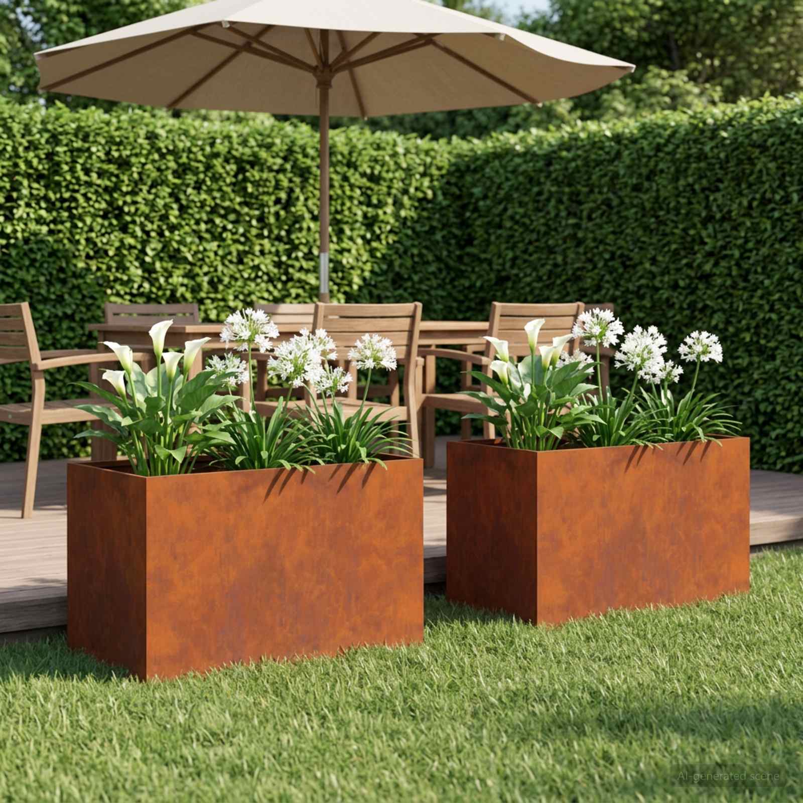 Plantenbak 2 st Roestkleurig 50 x 40 x 40 cm weervast staal