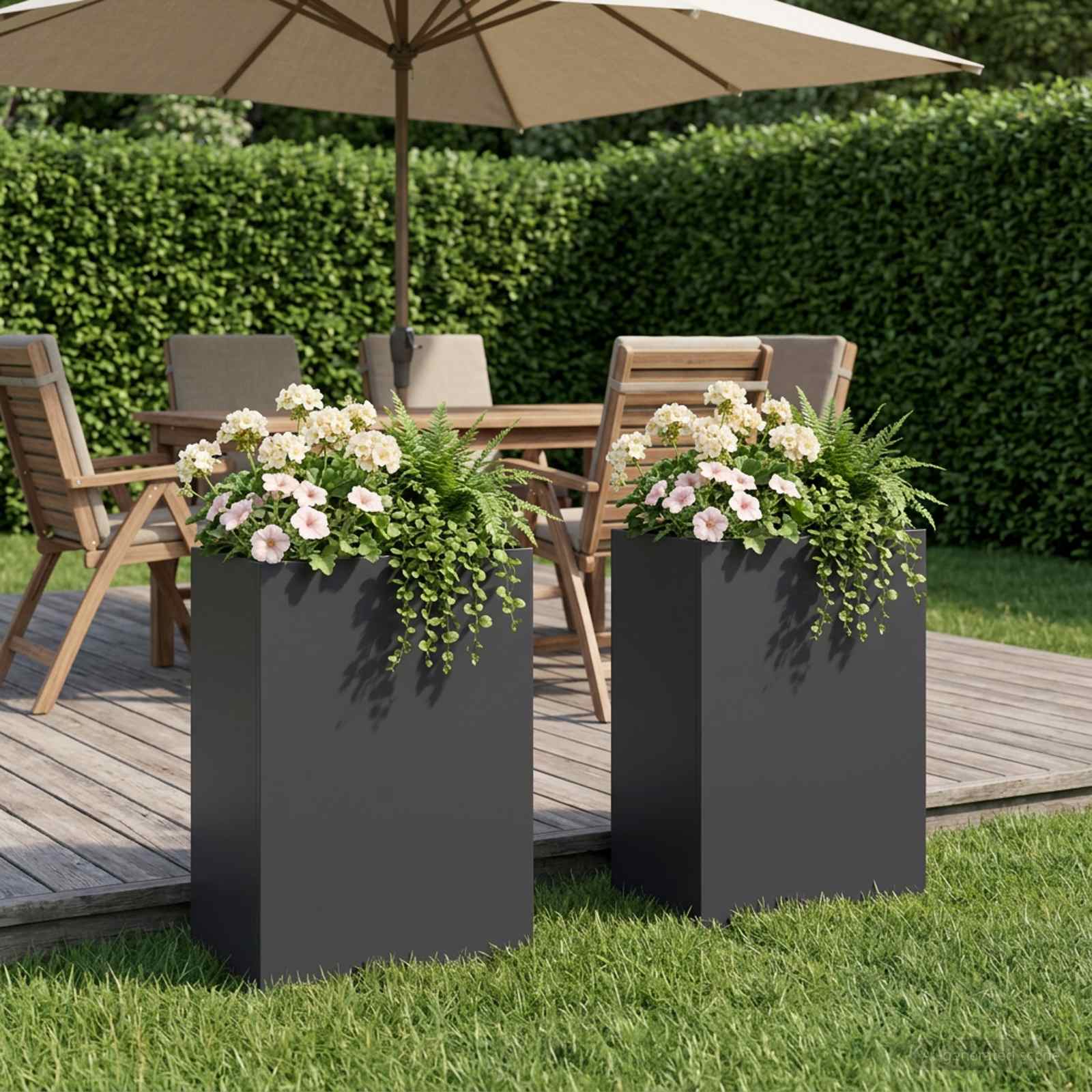 Plantenbak 2 st Zwart 50 x 40 x 75 cm Koudgewalst staal – afbeelding 1