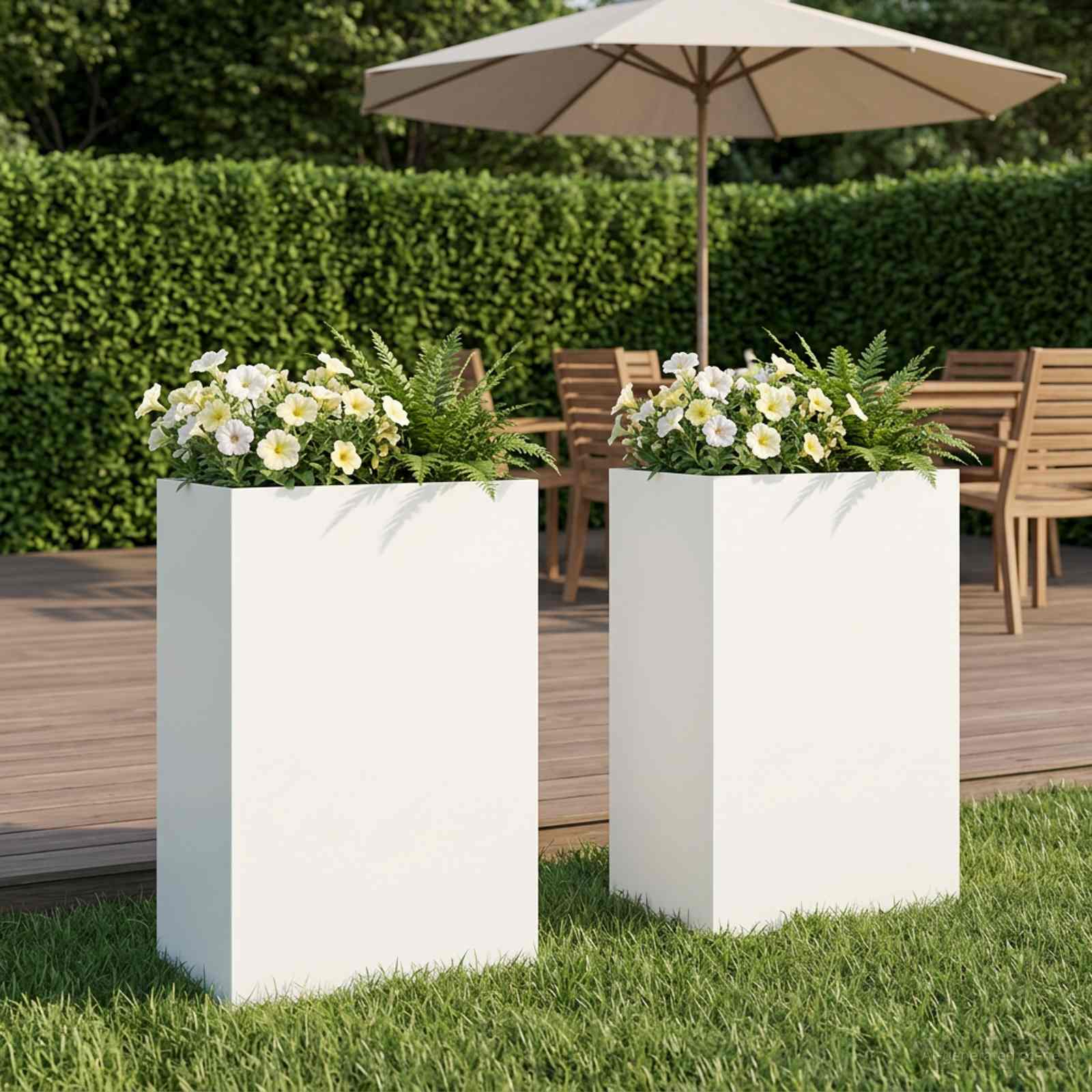 Plantenbak 2 st Wit 50 x 40 x 75 cm Koudgewalst staal – afbeelding 1