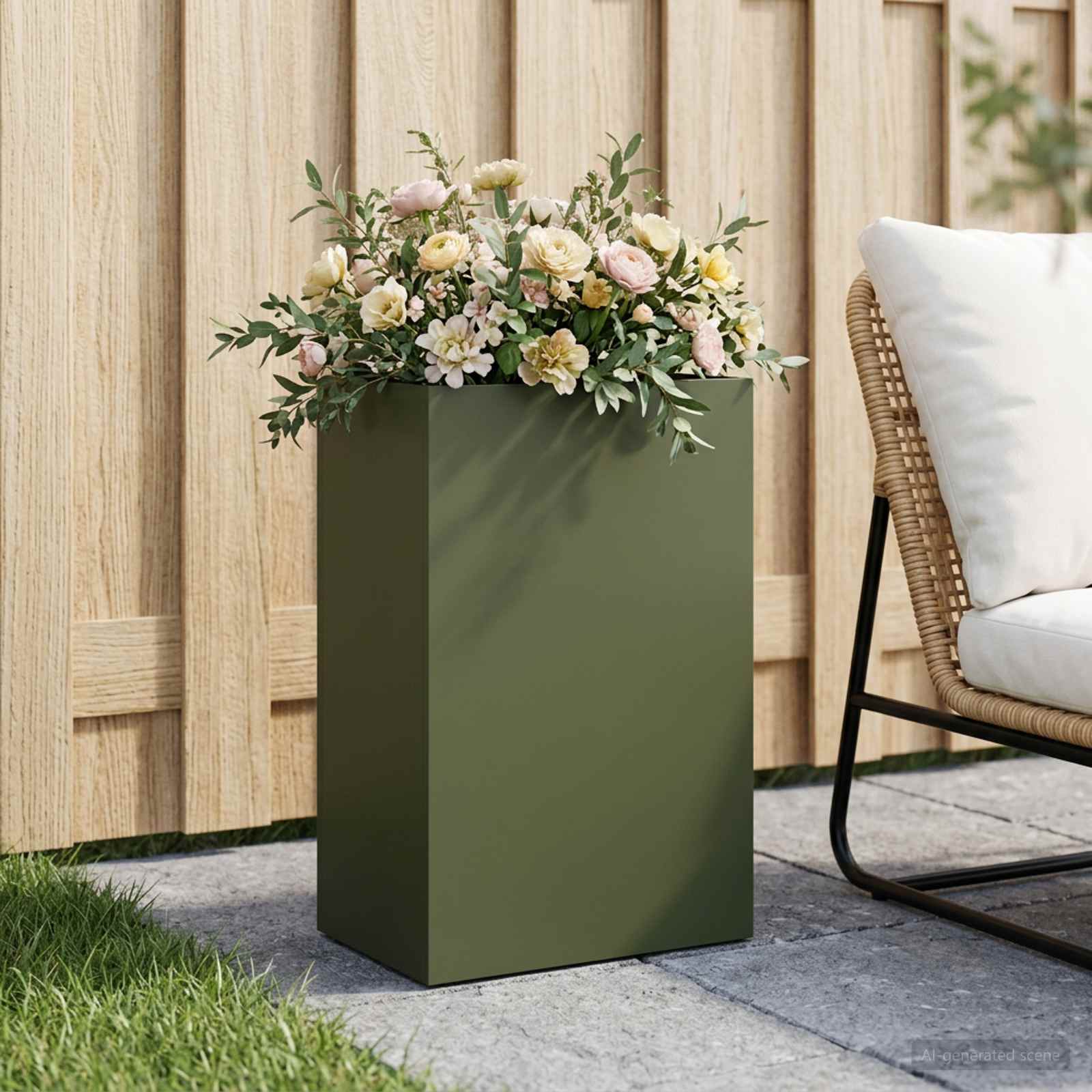 Plantenbak Olijfgroen 50 x 40 x 75 cm Koudgewalst staal
