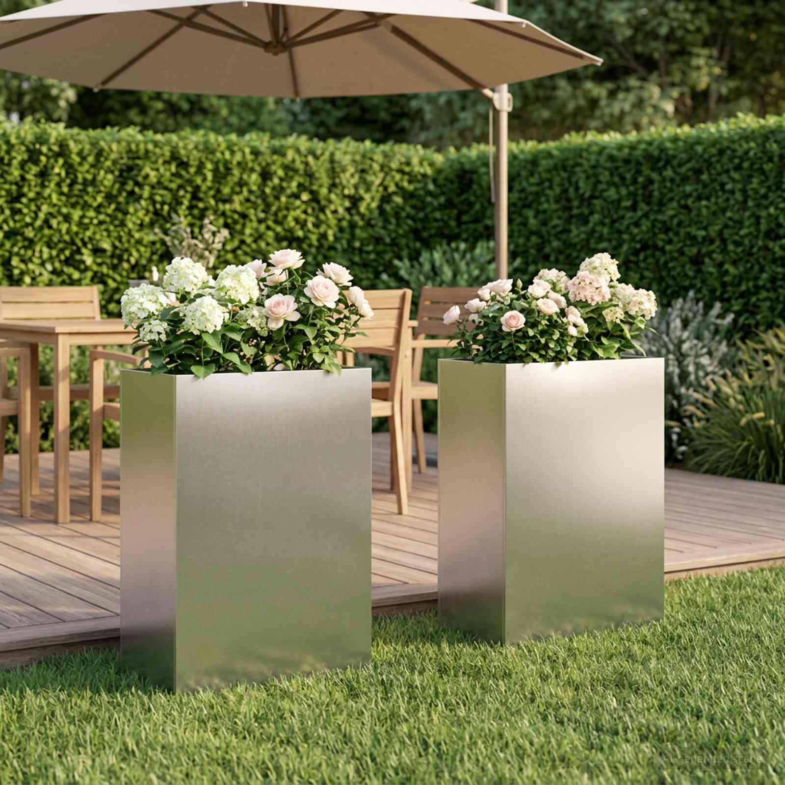 Plantenbak 2 st zilver 50 x 40 x 75 cm Roestvrij staal