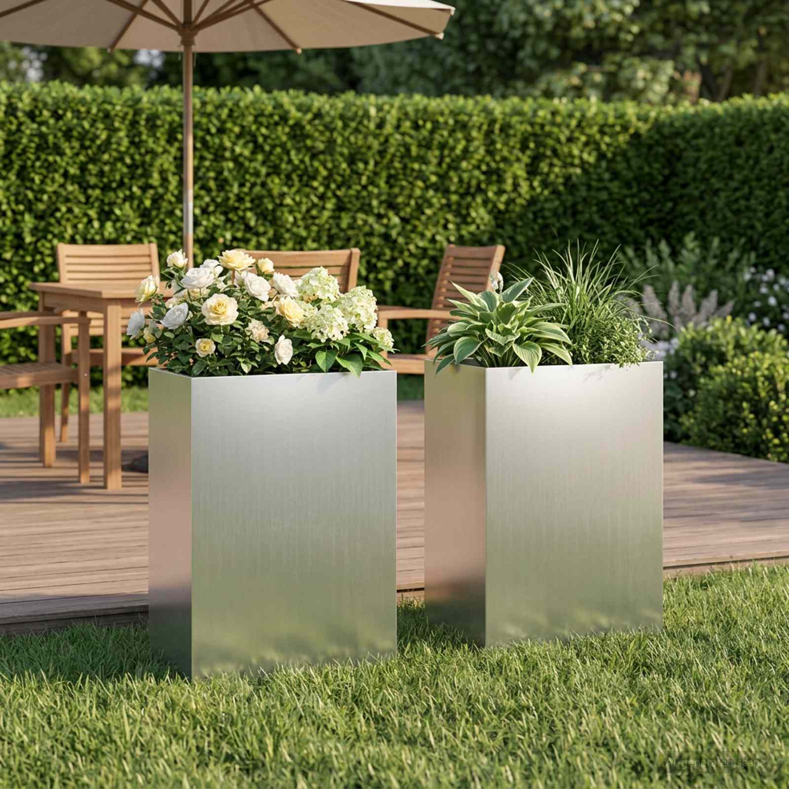 Plantenbak 2 st zilver 50 x 40 x 75 cm Gegalvaniseerd staal – afbeelding 1