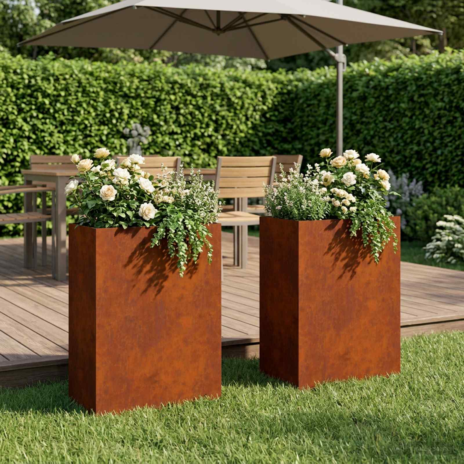 Plantenbak 2 st Roestkleurig 50 x 40 x 75 cm weervast staal