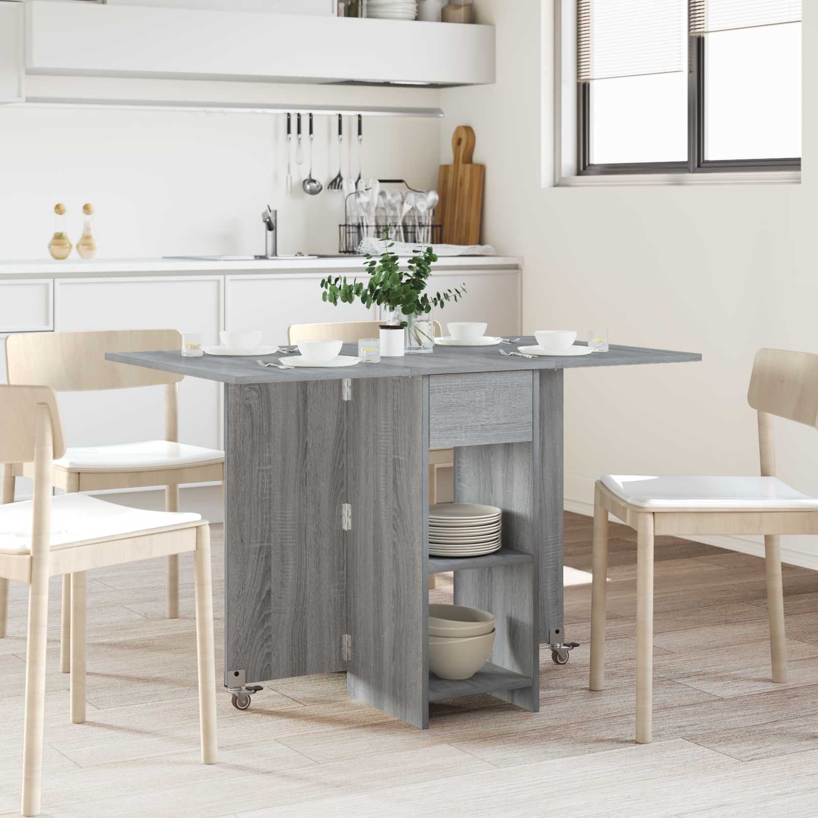 Eettafel 115 x 70 x 75 cm Bewerkt hout Grijs Sonoma Rechthoekig – afbeelding 1