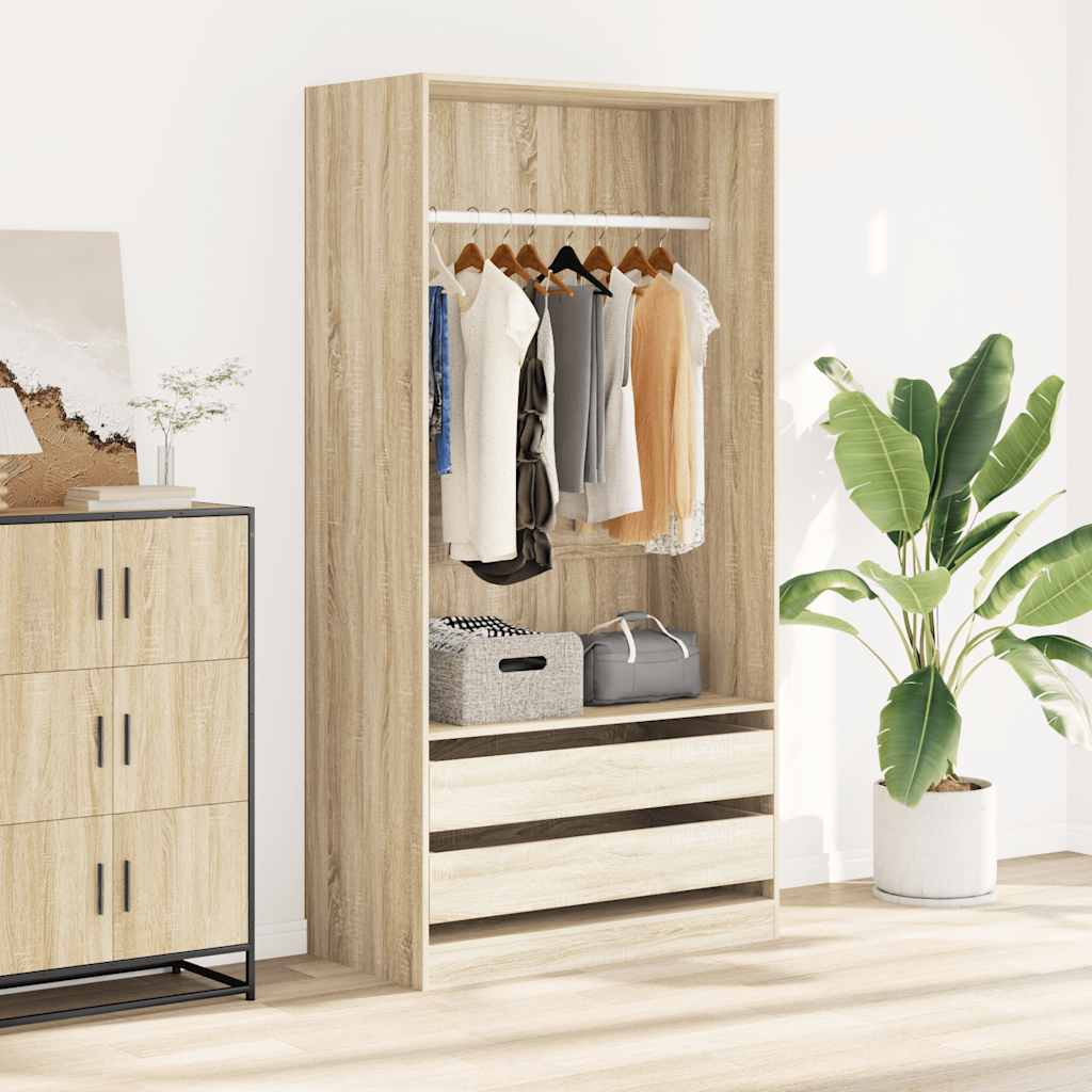 Kledingkast 100x50x200 cm bewerkt hout sonoma eikenkleurig – afbeelding 1