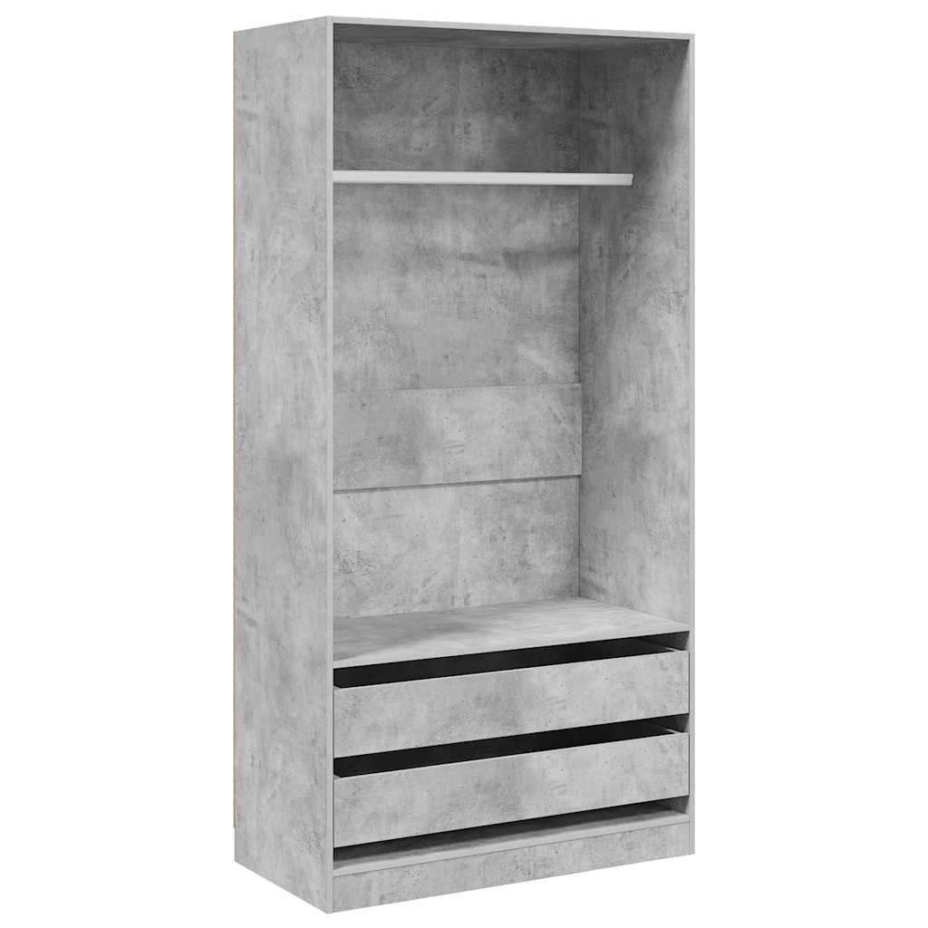 Kledingkast 100x50x200 cm bewerkt hout betongrijs – afbeelding 2