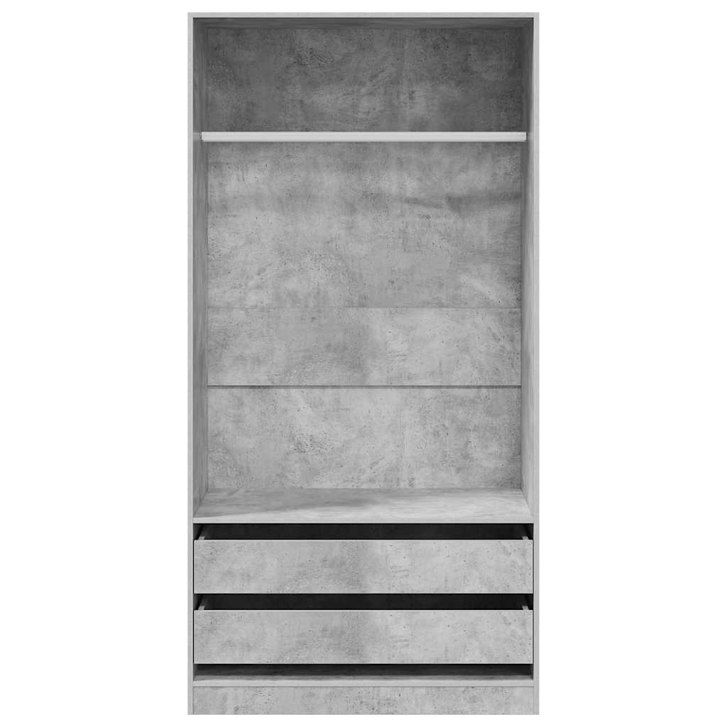 Kledingkast 100x50x200 cm bewerkt hout betongrijs – afbeelding 4
