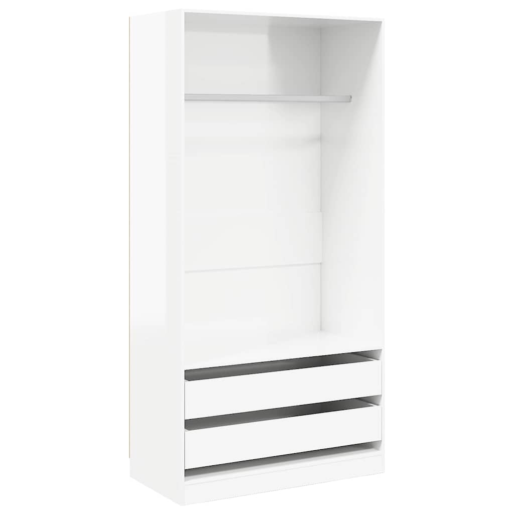 Kledingkast 100x50x200 cm bewerkt hout hoogglans wit – afbeelding 2