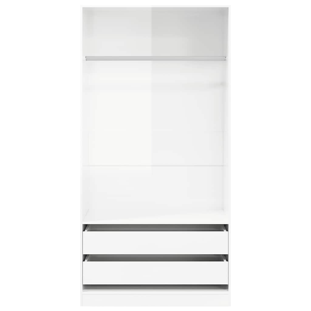 Kledingkast 100x50x200 cm bewerkt hout hoogglans wit – afbeelding 4