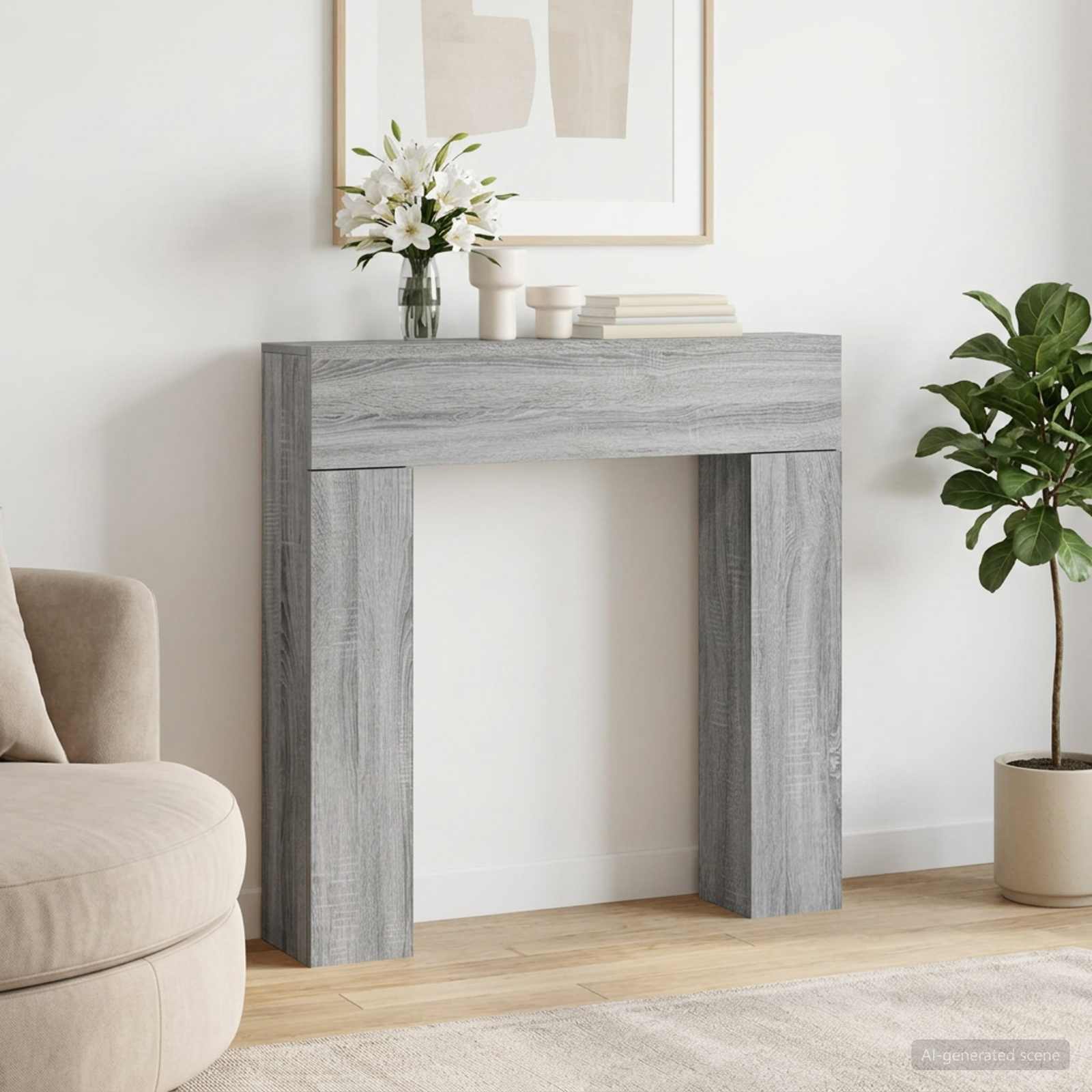 Haardomlijsting Grijs Sonoma 102 x 18 x 100,5 cm Bewerkt hout – afbeelding 1