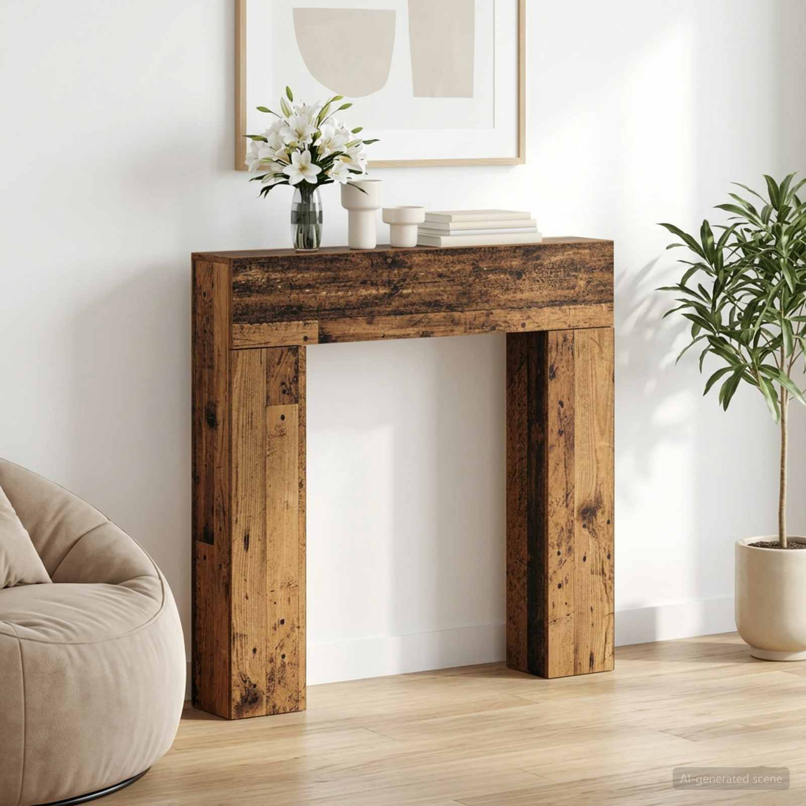 Haardomlijsting Oud hout 102 x 18 x 100,5 cm Bewerkt hout – afbeelding 1