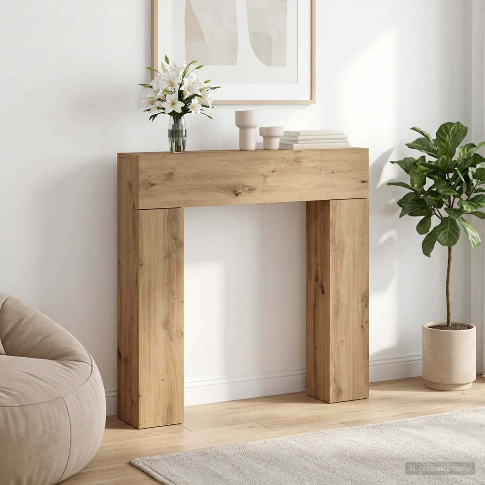 Haardomlijsting Artisanaal eiken 102 x 18 x 100,5 cm – afbeelding 1