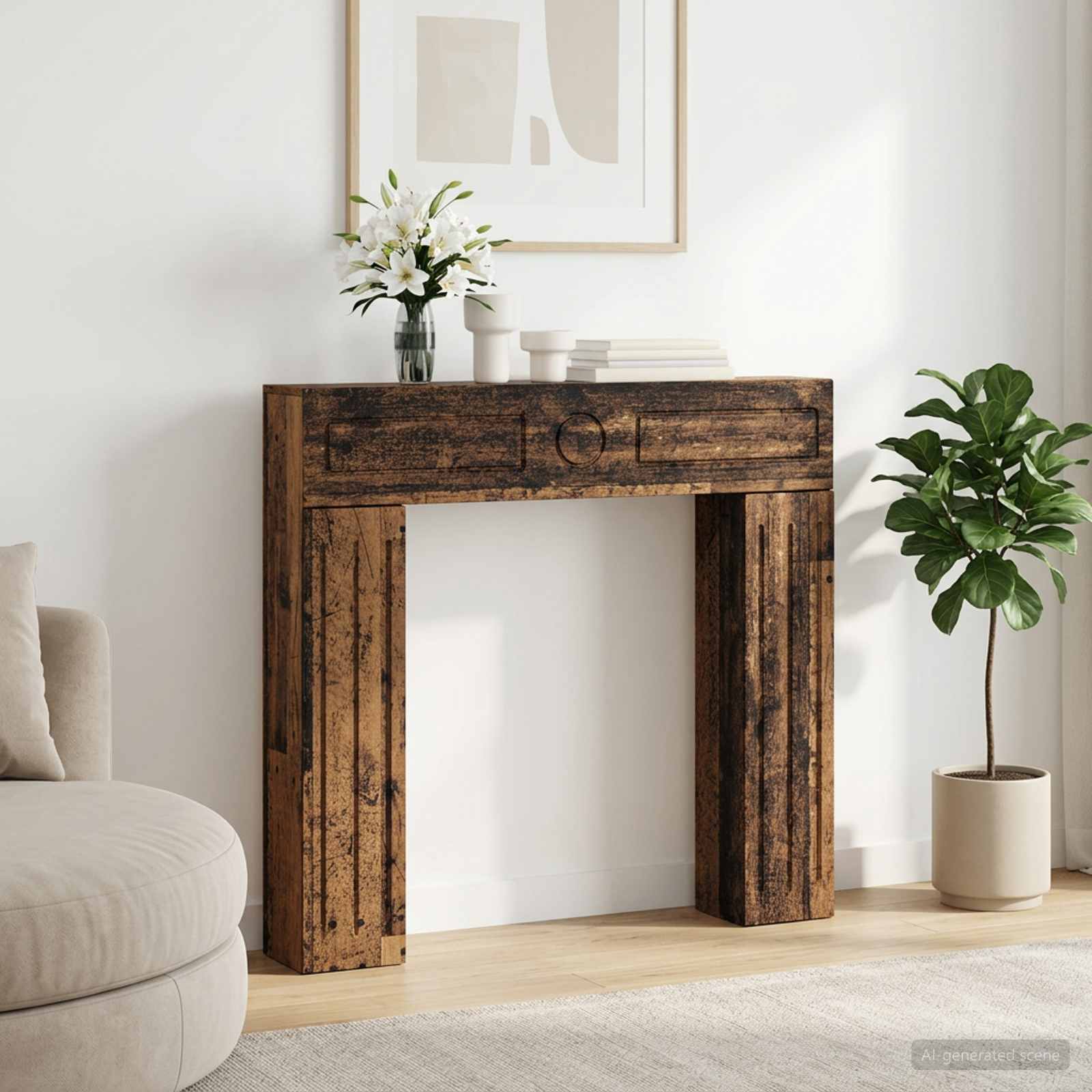 Haardomlijsting Oud hout 102 x 18 x 100,5 cm Bewerkt hout – afbeelding 1