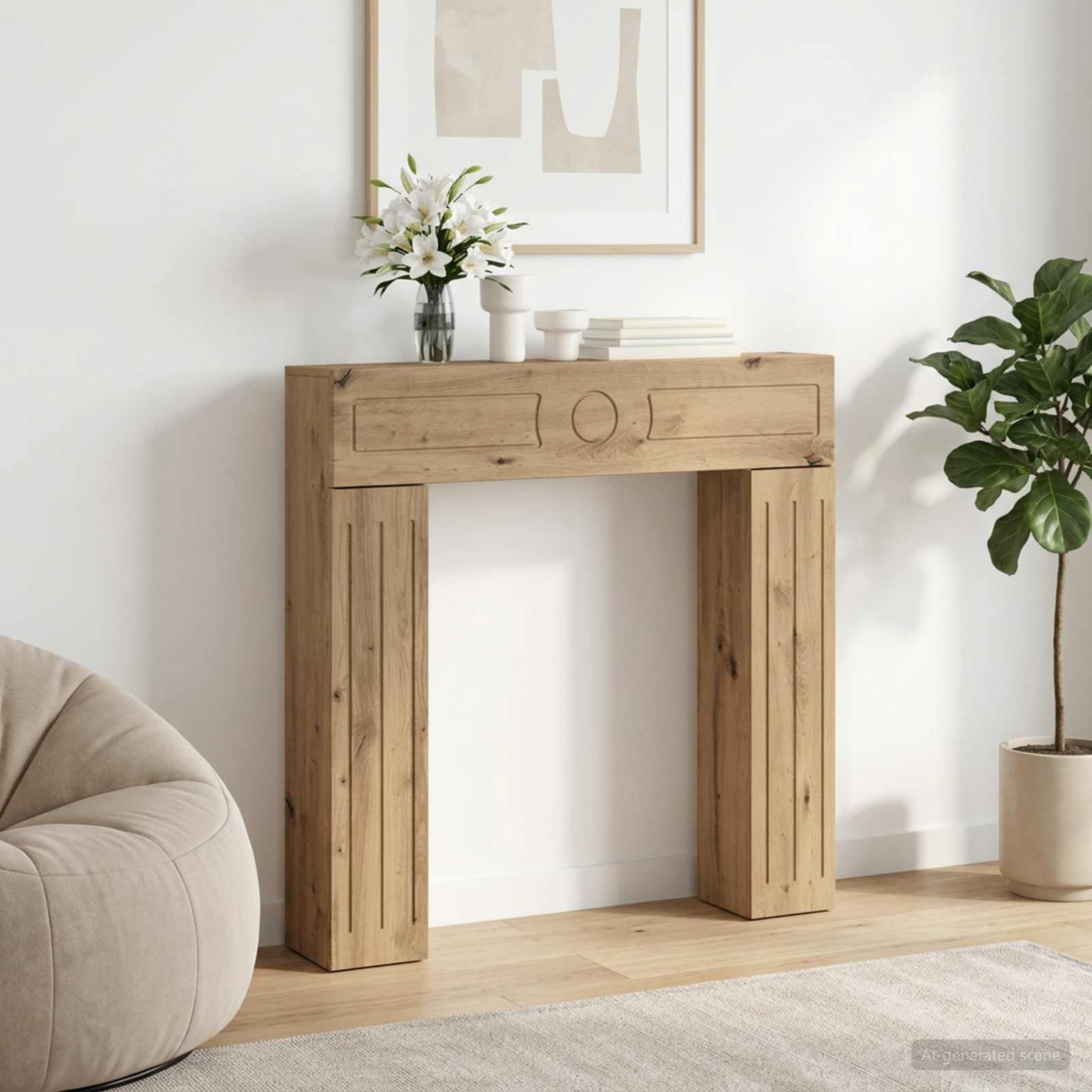 Haardomlijsting Artisanaal eiken 102 x 18 x 100,5 cm