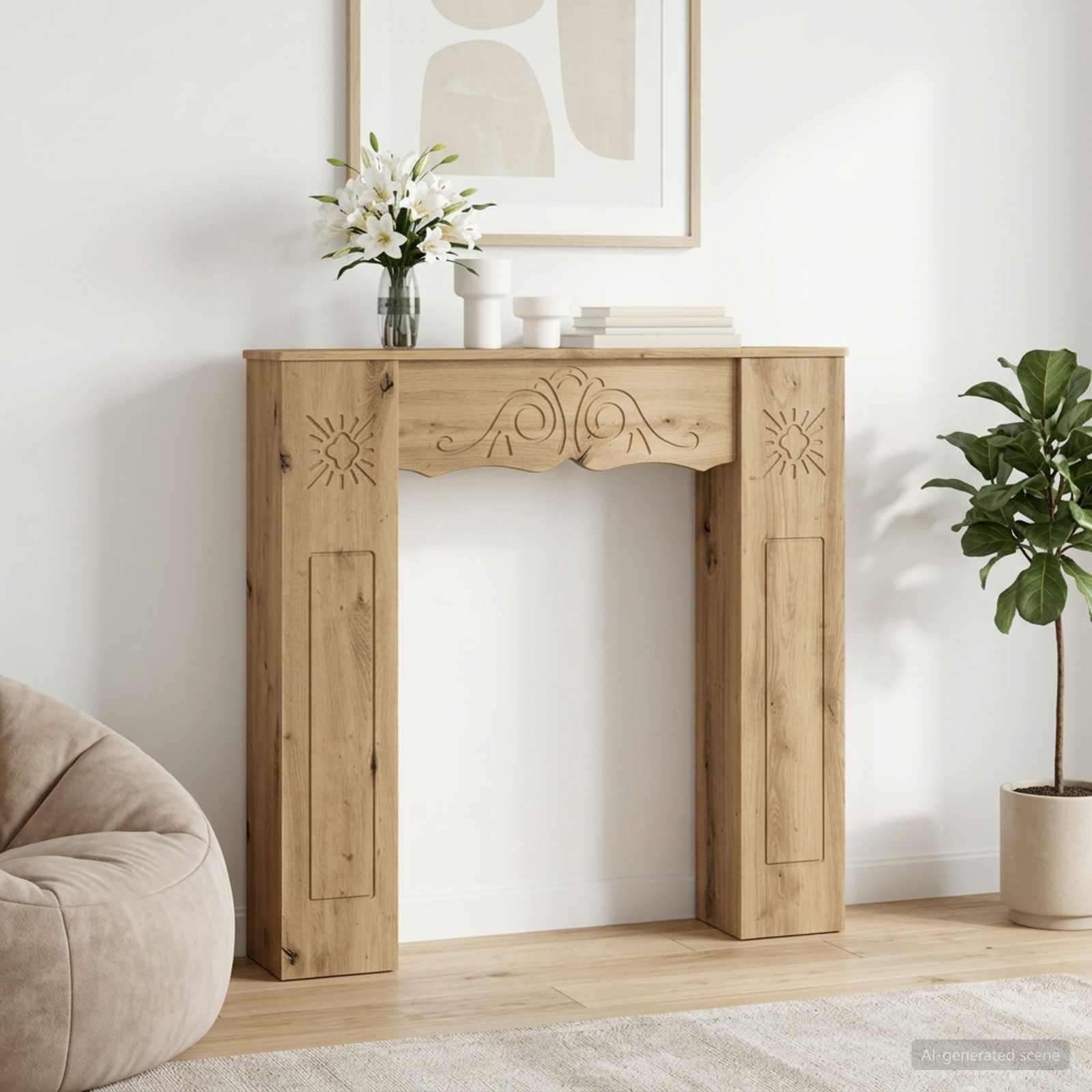Haardomlijsting Artisanaal eiken 102 x 20 x 102 cm Bewerkt hout