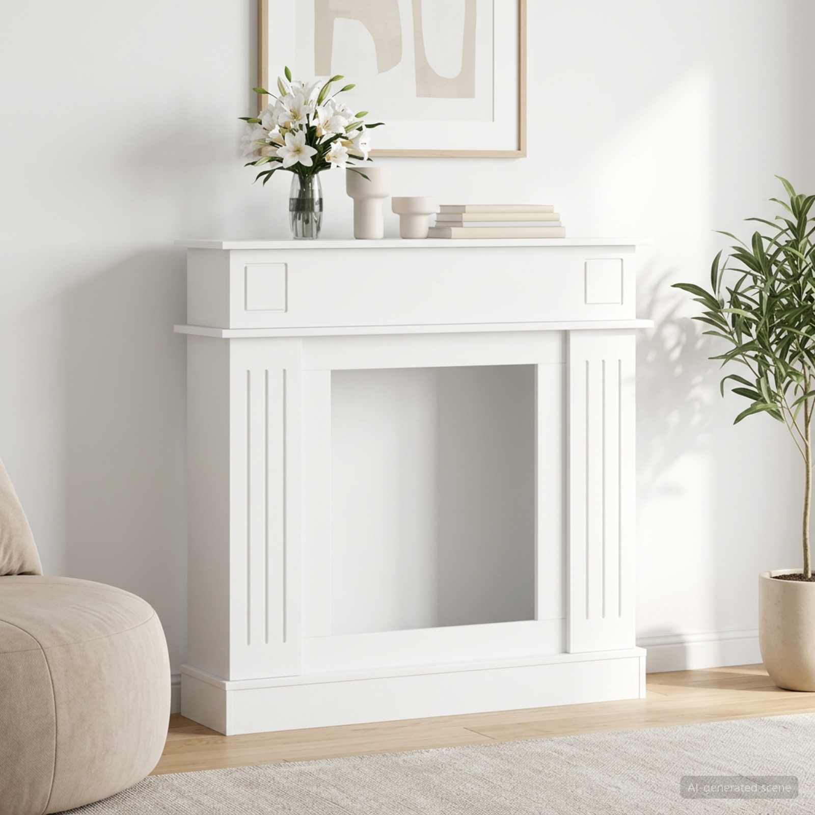 Haardomlijsting Wit 102 x 26 x 100 cm Bewerkt hout